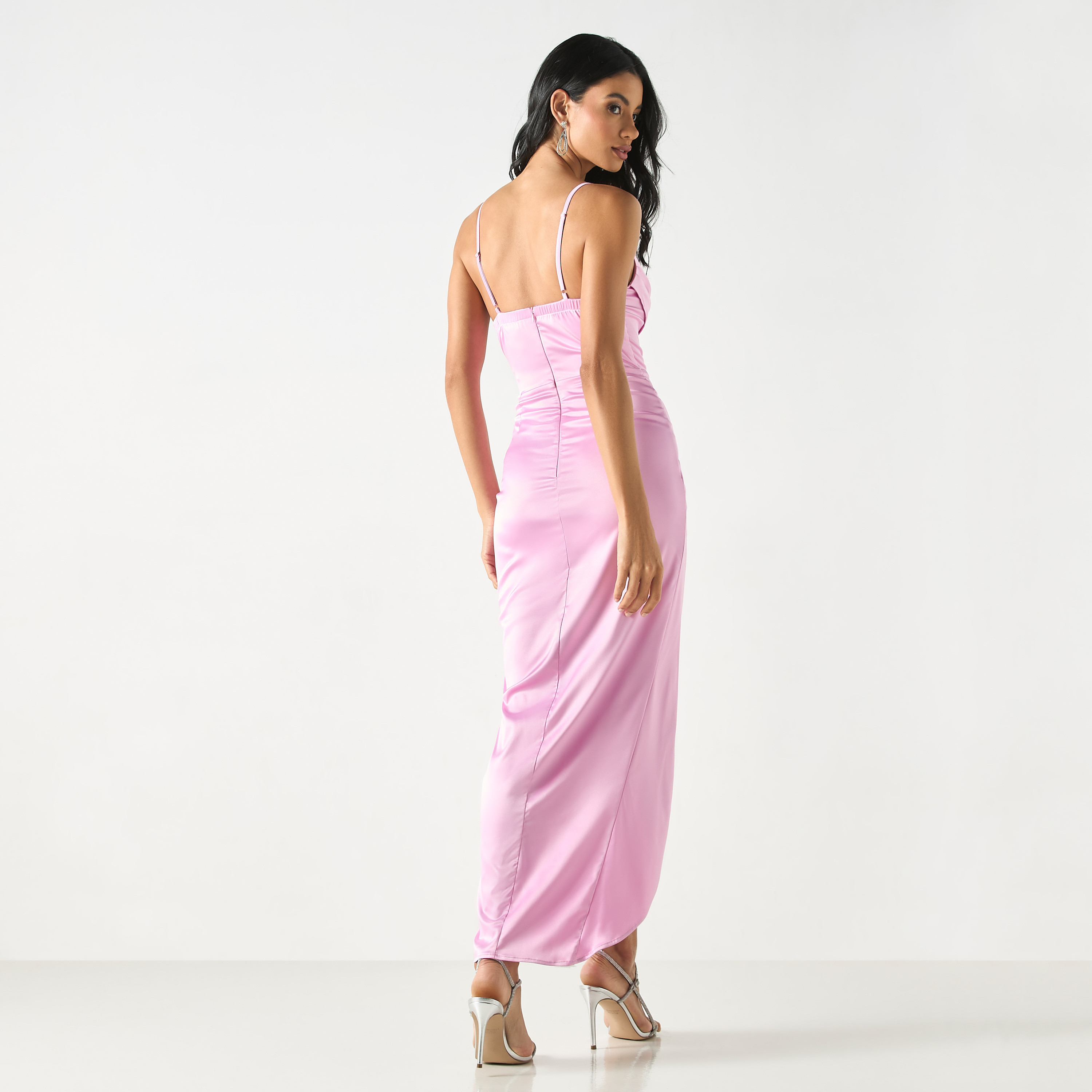 Wrap Detail Sleeveless Dress with Spaghetti Shoulder Straps-women-clothing-dresses-image-3