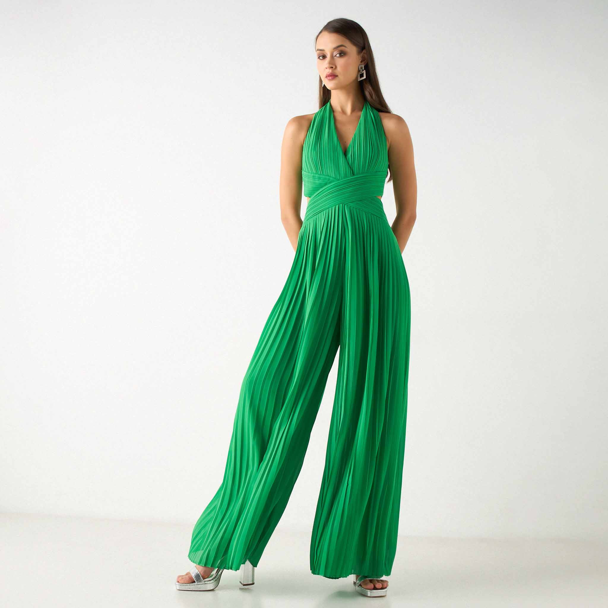 أفرول دون أكمام بطيات مع ياقة V من تي إف إن سي-women-clothing-jumpsuits-image-1