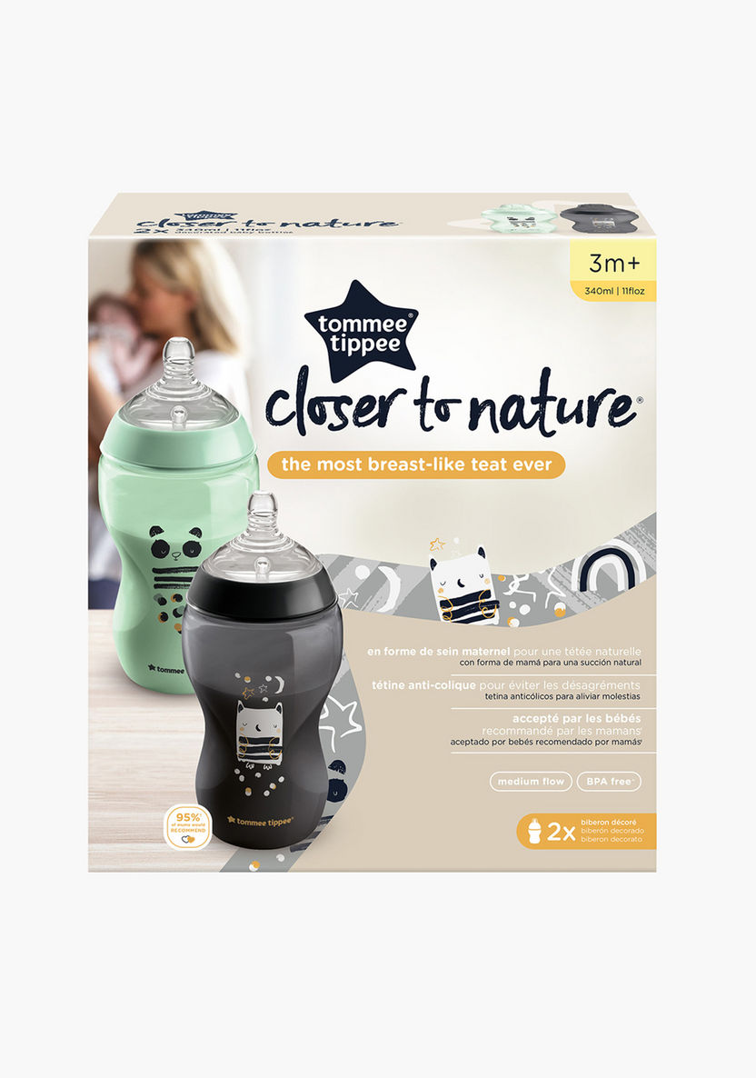 Tommee Tippee Closer to Nature 2-Piece Printed Feeding Bottle with Cap - 340 ml-Bottles and Teats-image-0