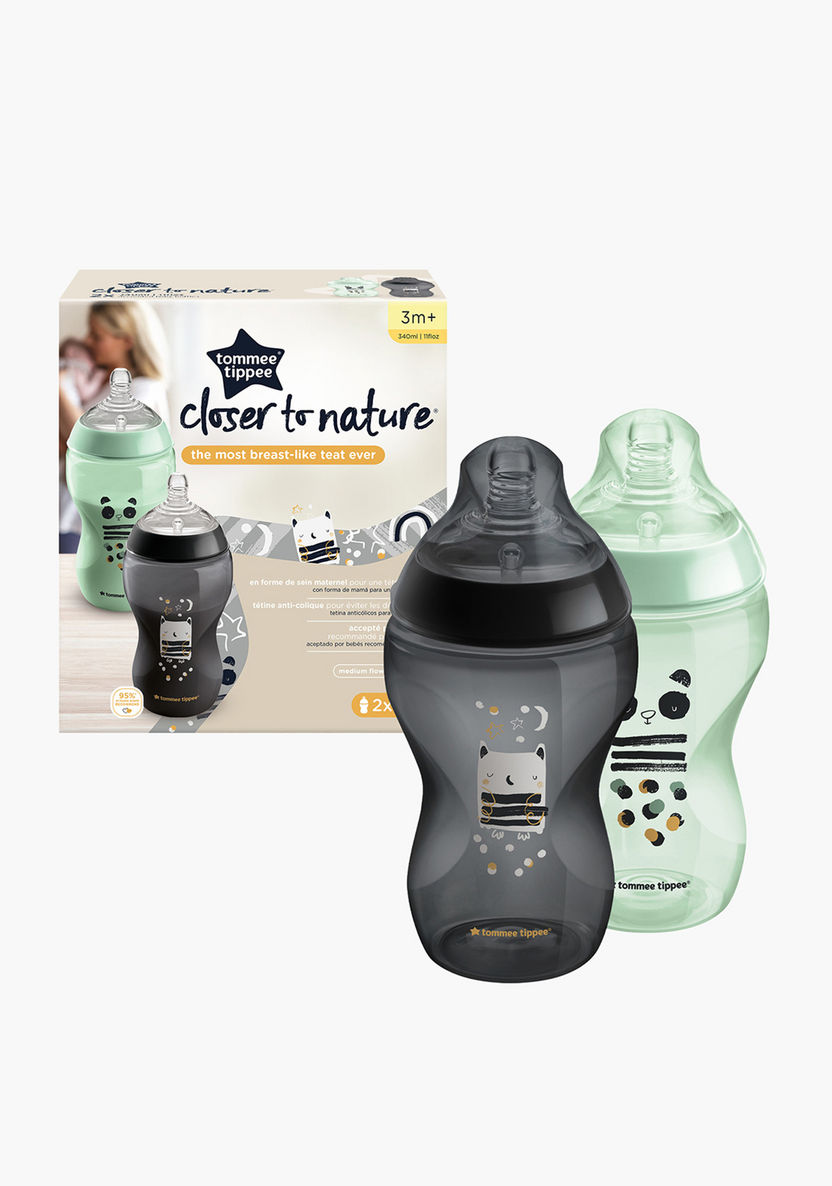 Tommee Tippee Closer to Nature 2-Piece Printed Feeding Bottle with Cap - 340 ml-Bottles and Teats-image-2