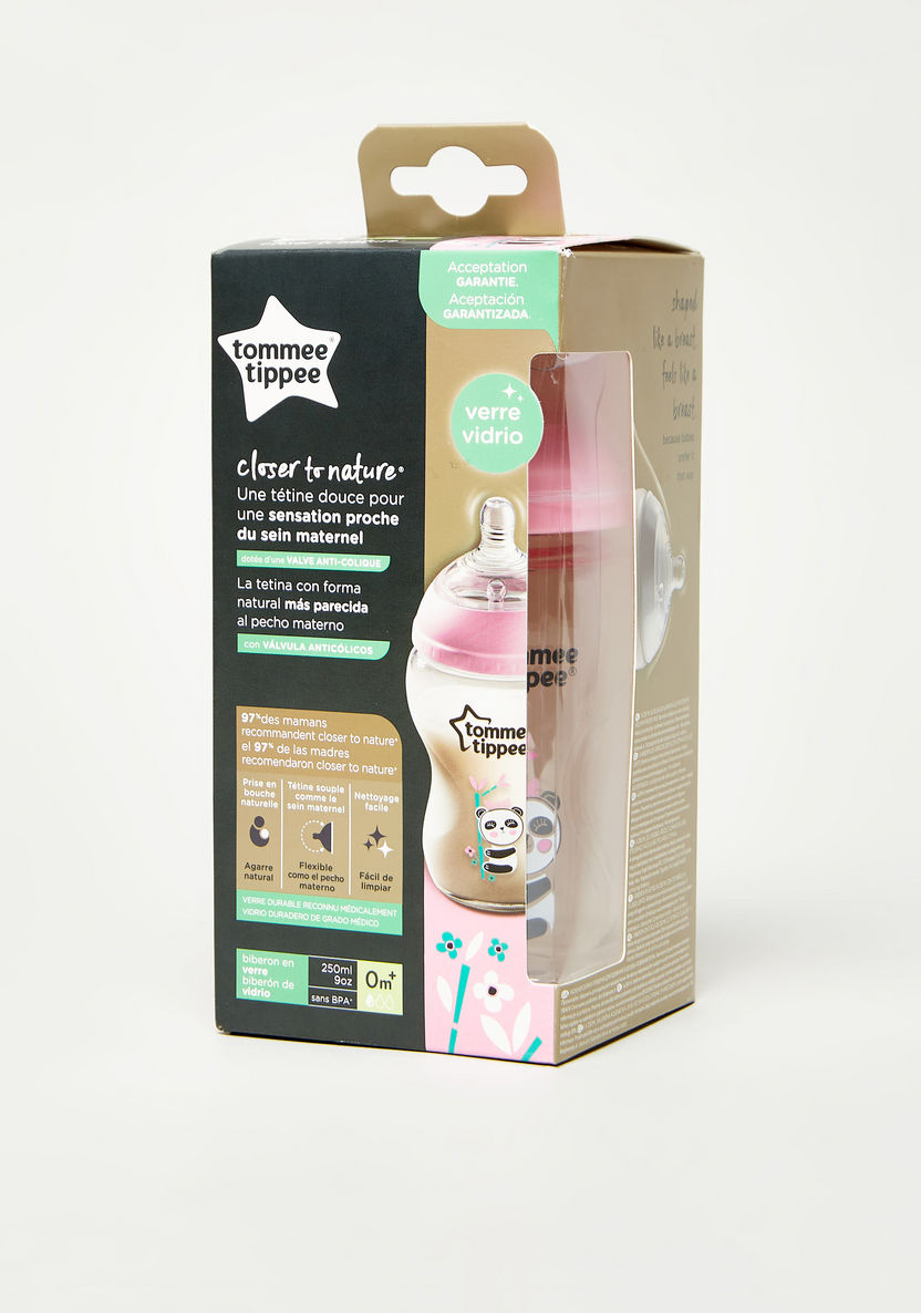 Tommee Tippee Closer to Nature Printed Glass Feeding Bottle - 250 ml-Bottles and Teats-image-4