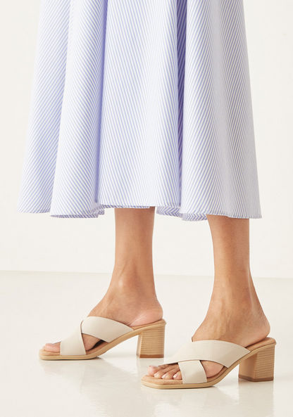 Le Confort Cross Strap Slip-On Sandals with Block Heels-Women%27s Heel Sandals-image-0