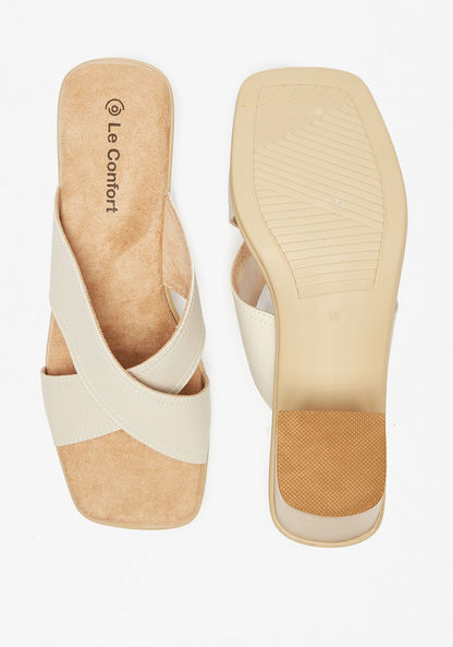 Le Confort Cross Strap Slip-On Sandals with Block Heels-Women%27s Heel Sandals-image-4