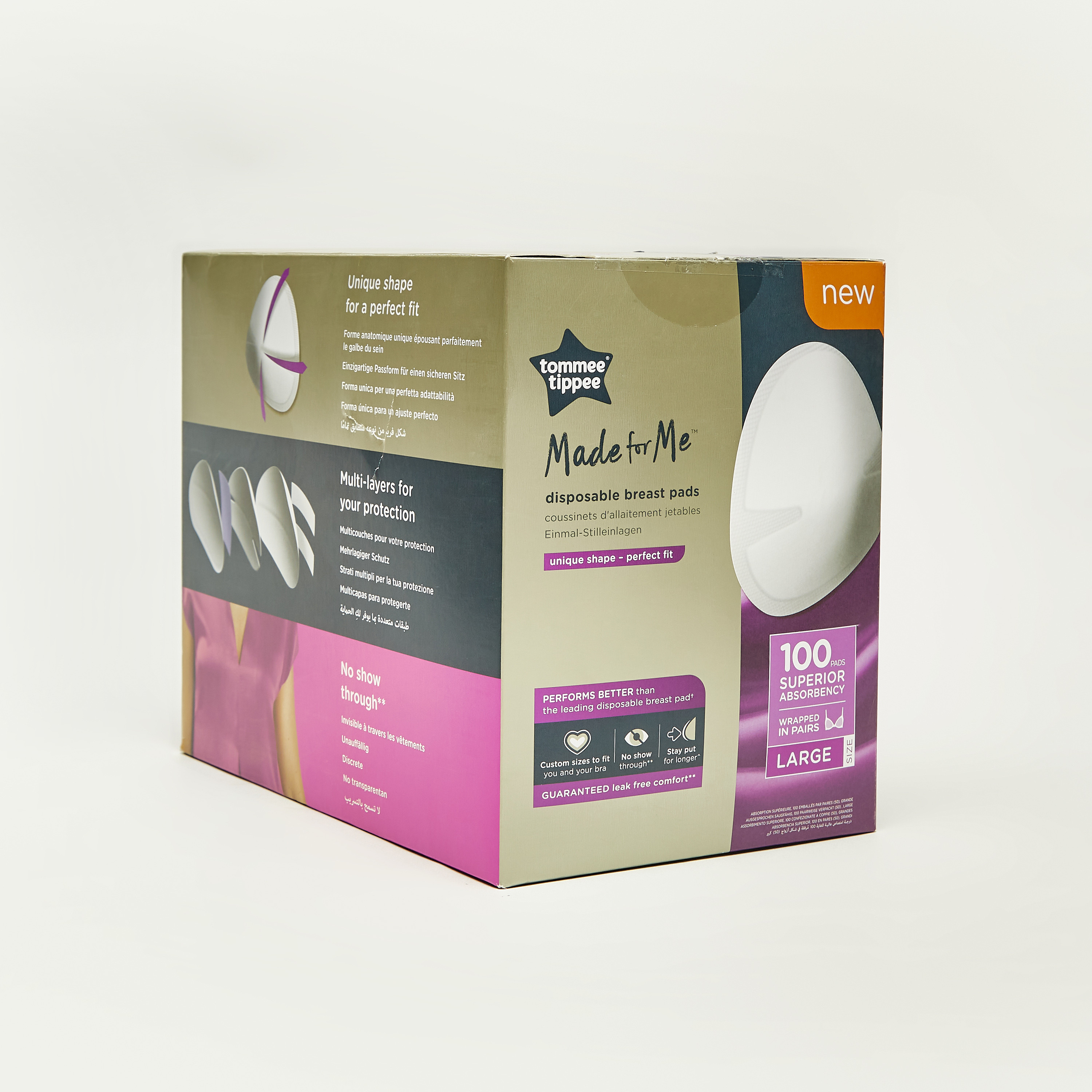 Tommee Tippee Made For Me Large Disposable Breast Pads - Pack of 100-baby-feeding-breastfeedingandcare-image-1