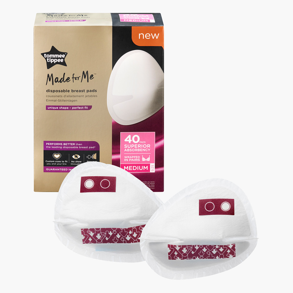 Tommee Tippee Made For Me Medium Disposable Breast Pads - Pack of 40-baby-feeding-breastfeedingandcare-image-2