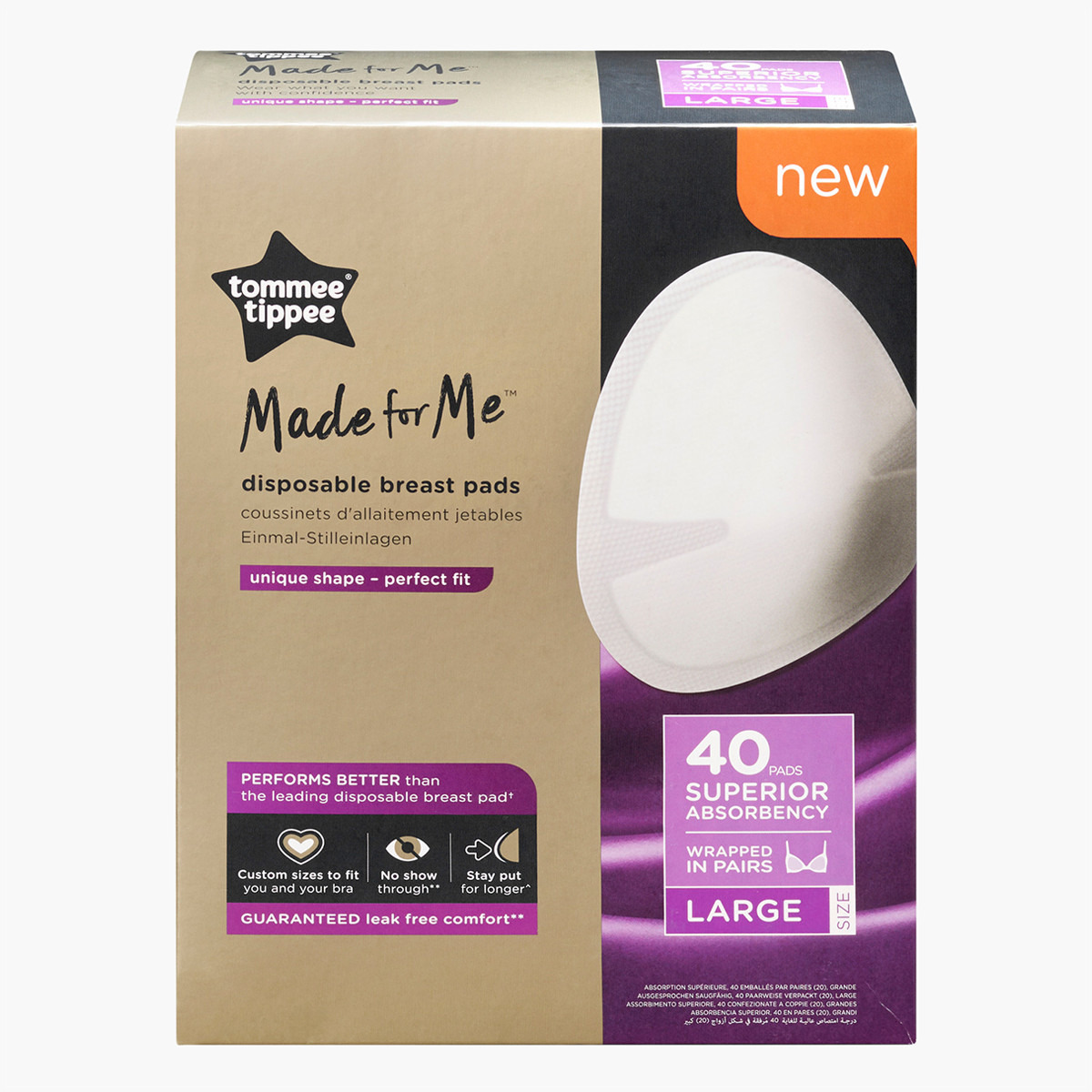 Tommee Tippee Made for Me Large Disposable Breast Pads - Pack of 40-baby-feeding-breastfeedingandcare-image-1