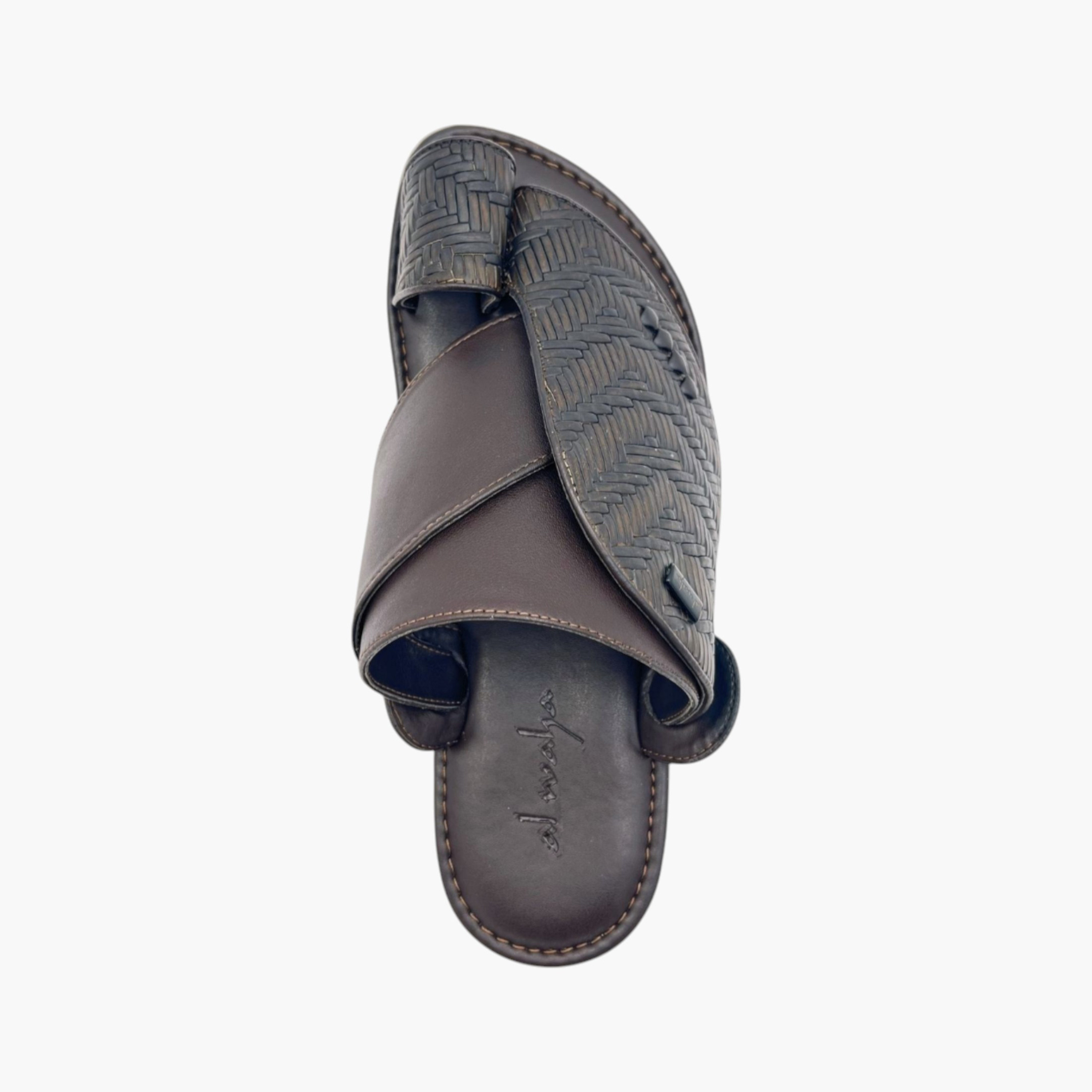 Al Waha Textured Slip-On Arabic Sandals with Toe Loop Detail-men-shoes-sandals-image-3