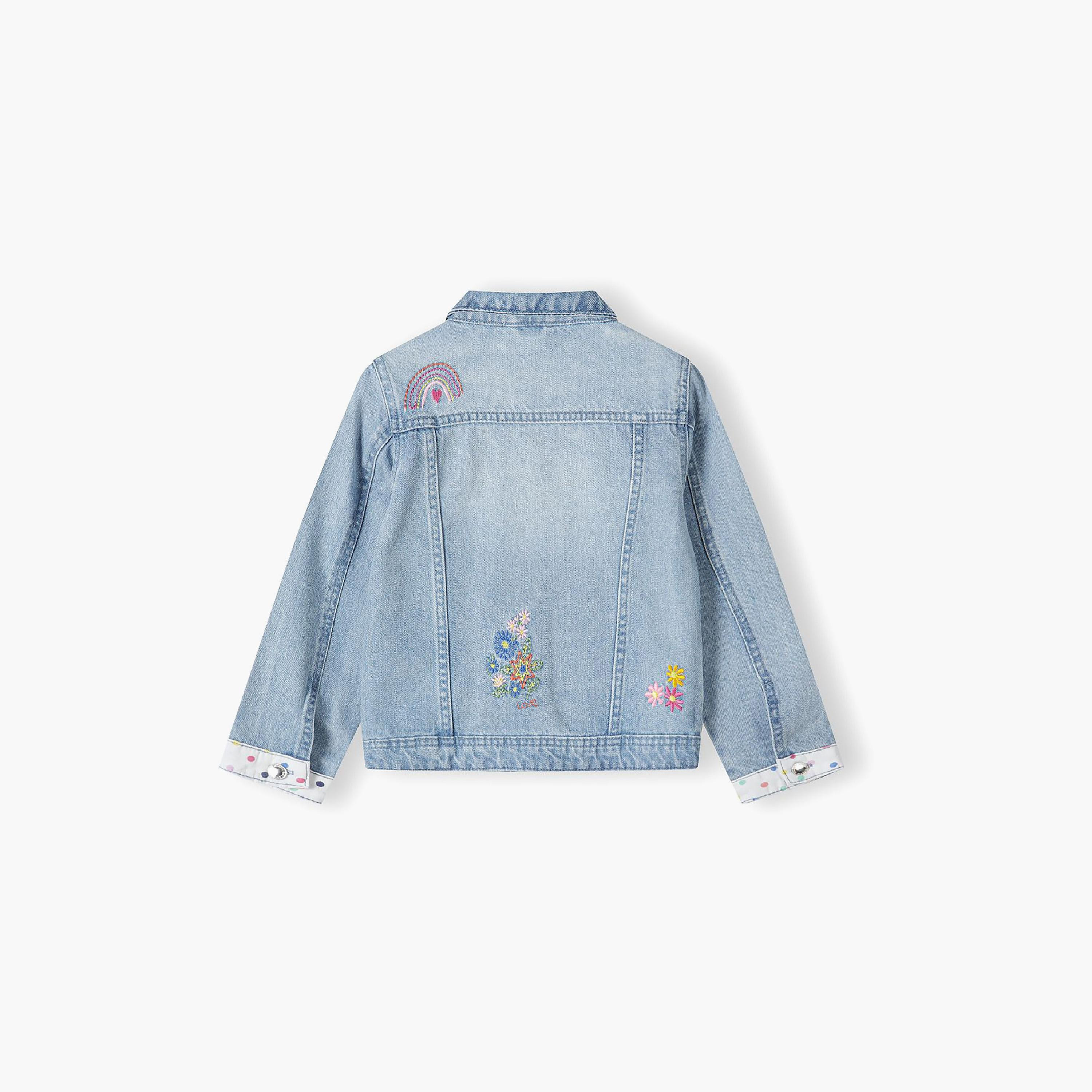 Minoti Embroidered Denim Jacket-baby-girls-clothing-jacketsandcoats-image-3