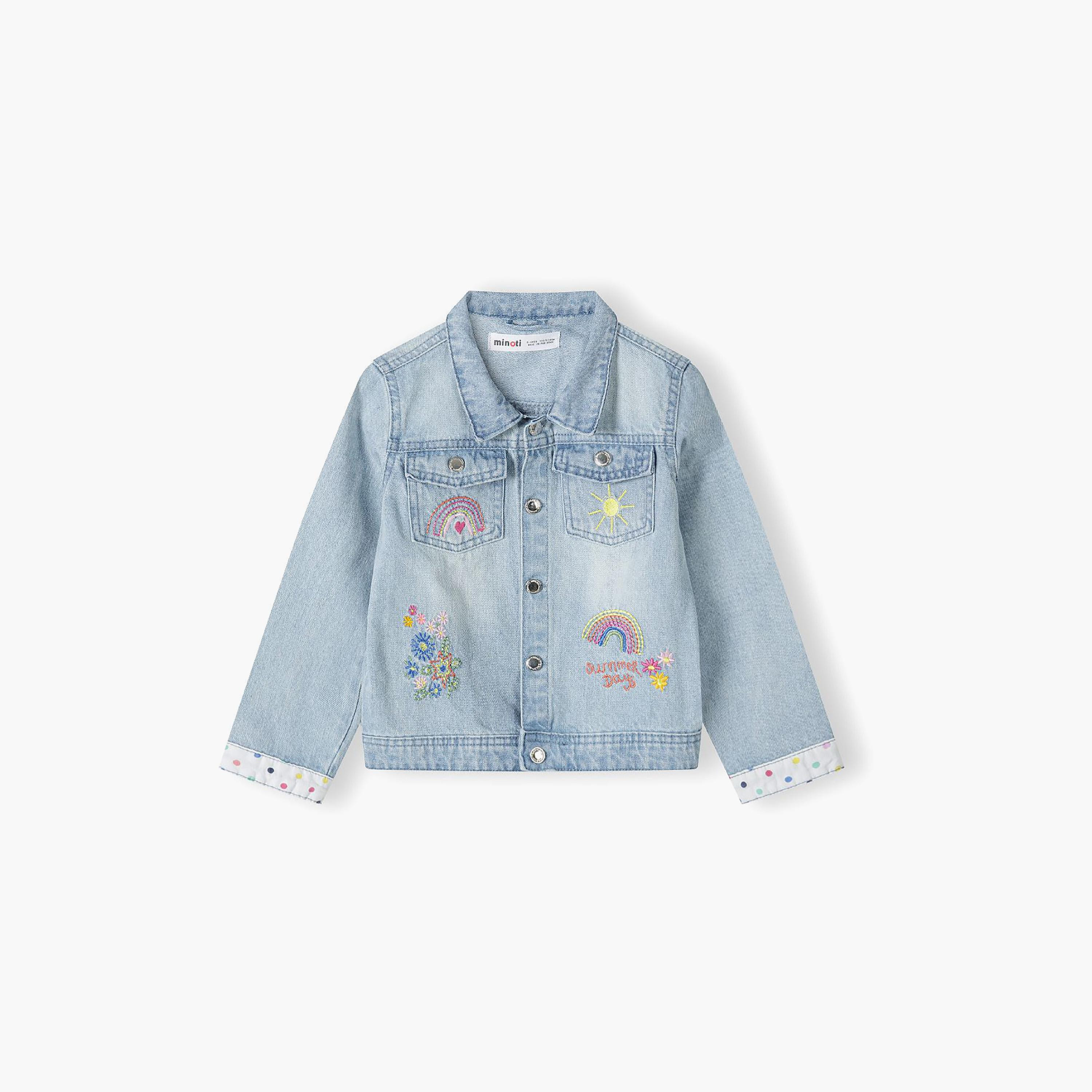 Minoti Embroidered Denim Jacket-baby-girls-clothing-jacketsandcoats-image-3