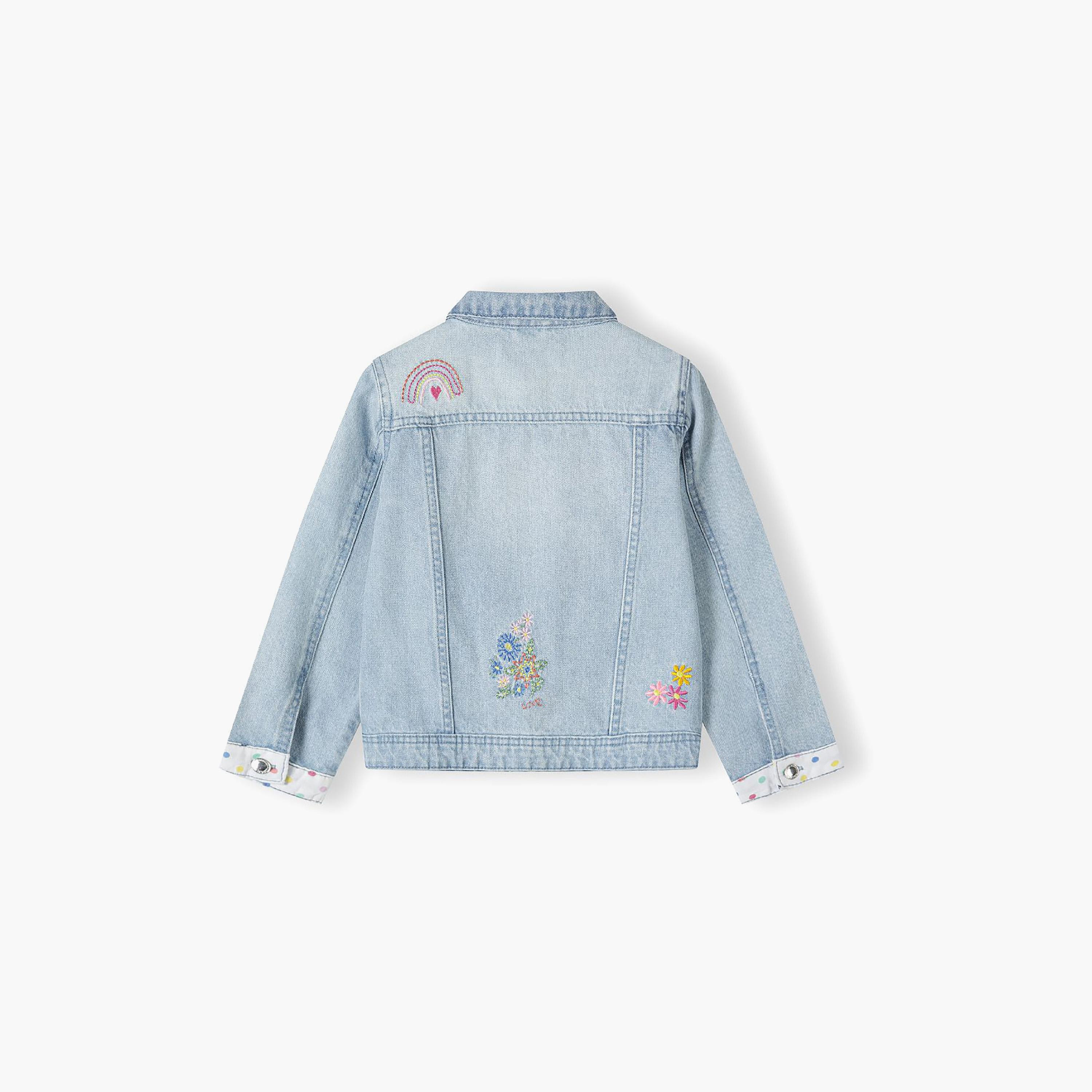 Minoti Embroidered Denim Jacket-baby-girls-clothing-jacketsandcoats-image-4