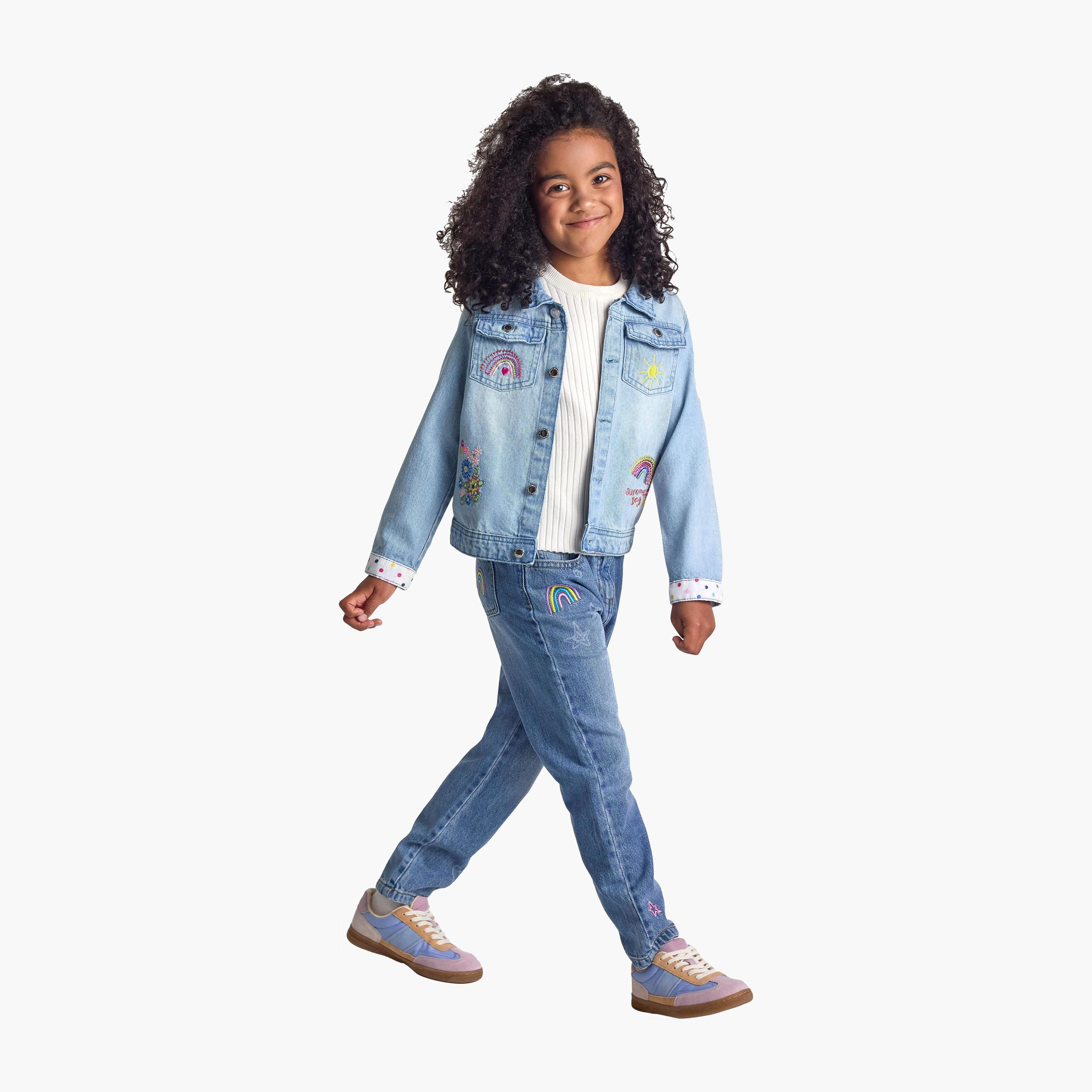 Minoti Embroidered Denim Jacket-baby-girls-clothing-jacketsandcoats-image-2