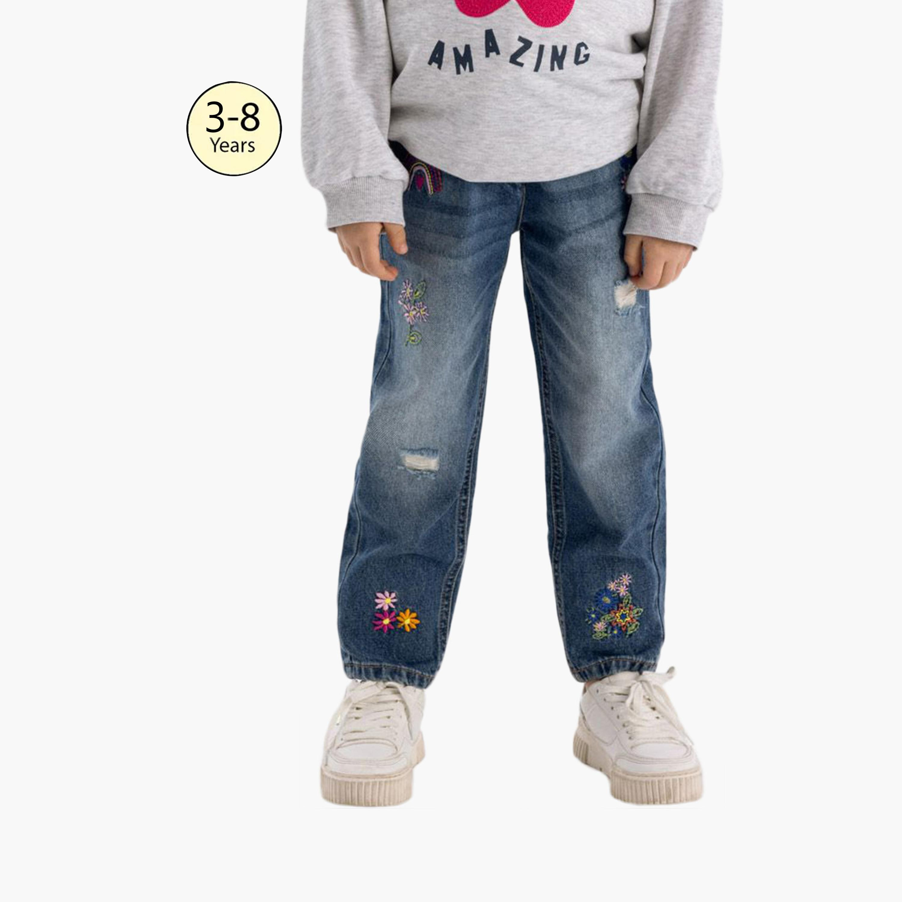 بنطال جينز مستقيم الساق مطرز من مينوتي-baby-girls-clothing-bottoms-jeans-image-1