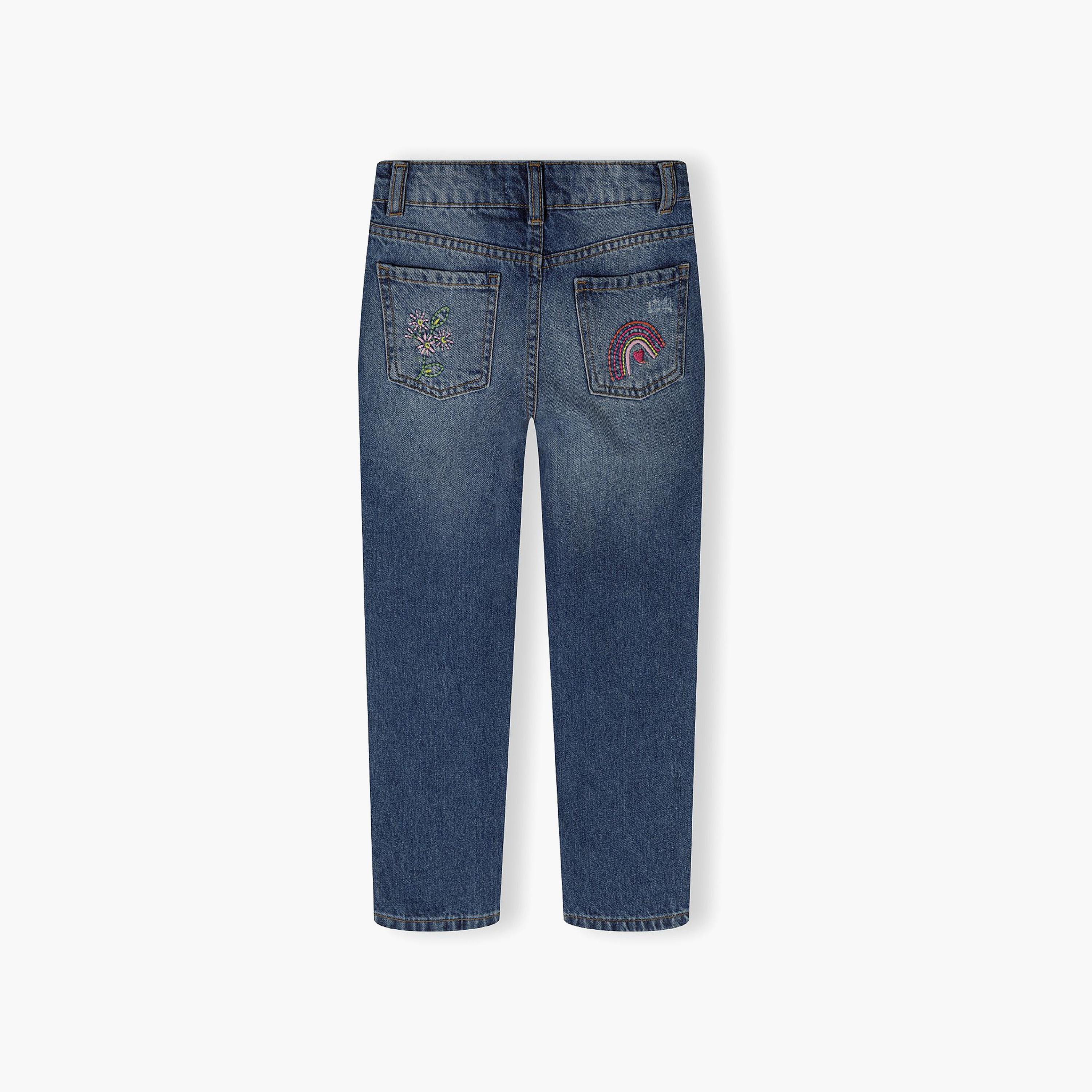 Minoti Embroidered Straight Leg Jeans-baby-girls-clothing-bottoms-jeans-image-4