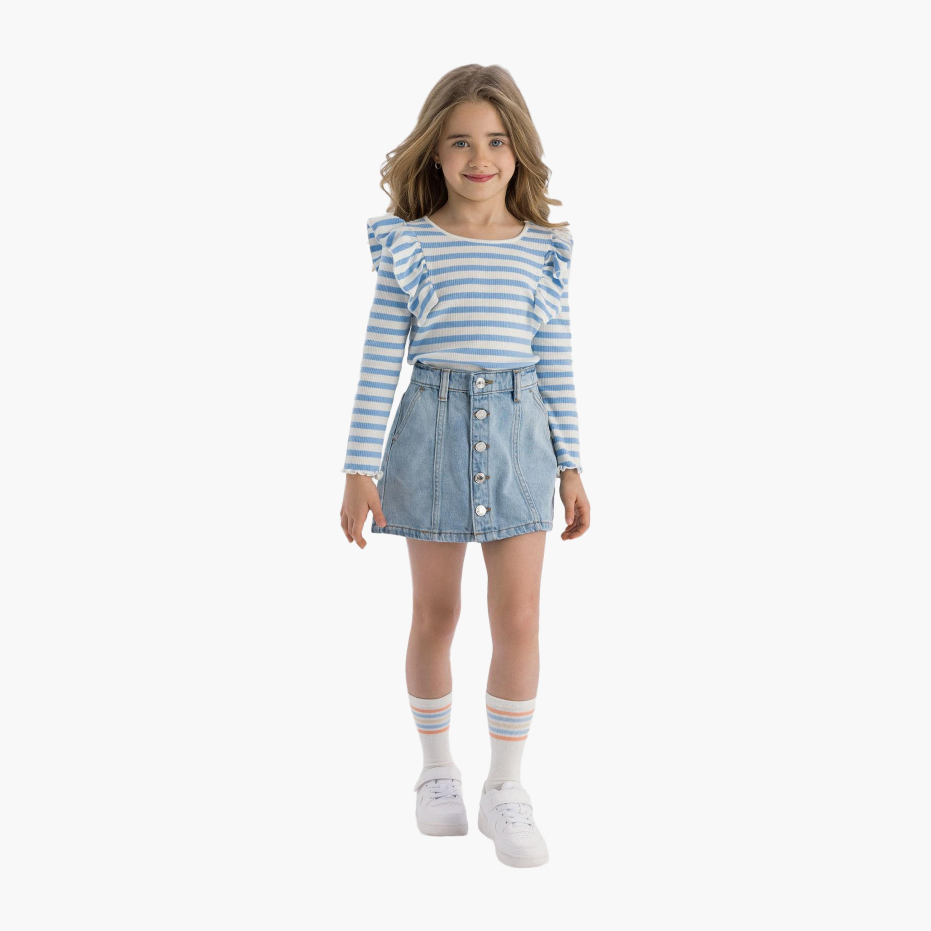 Minoti Flared Denim Skirt-girls-clothing-bottoms-skirts-image-2