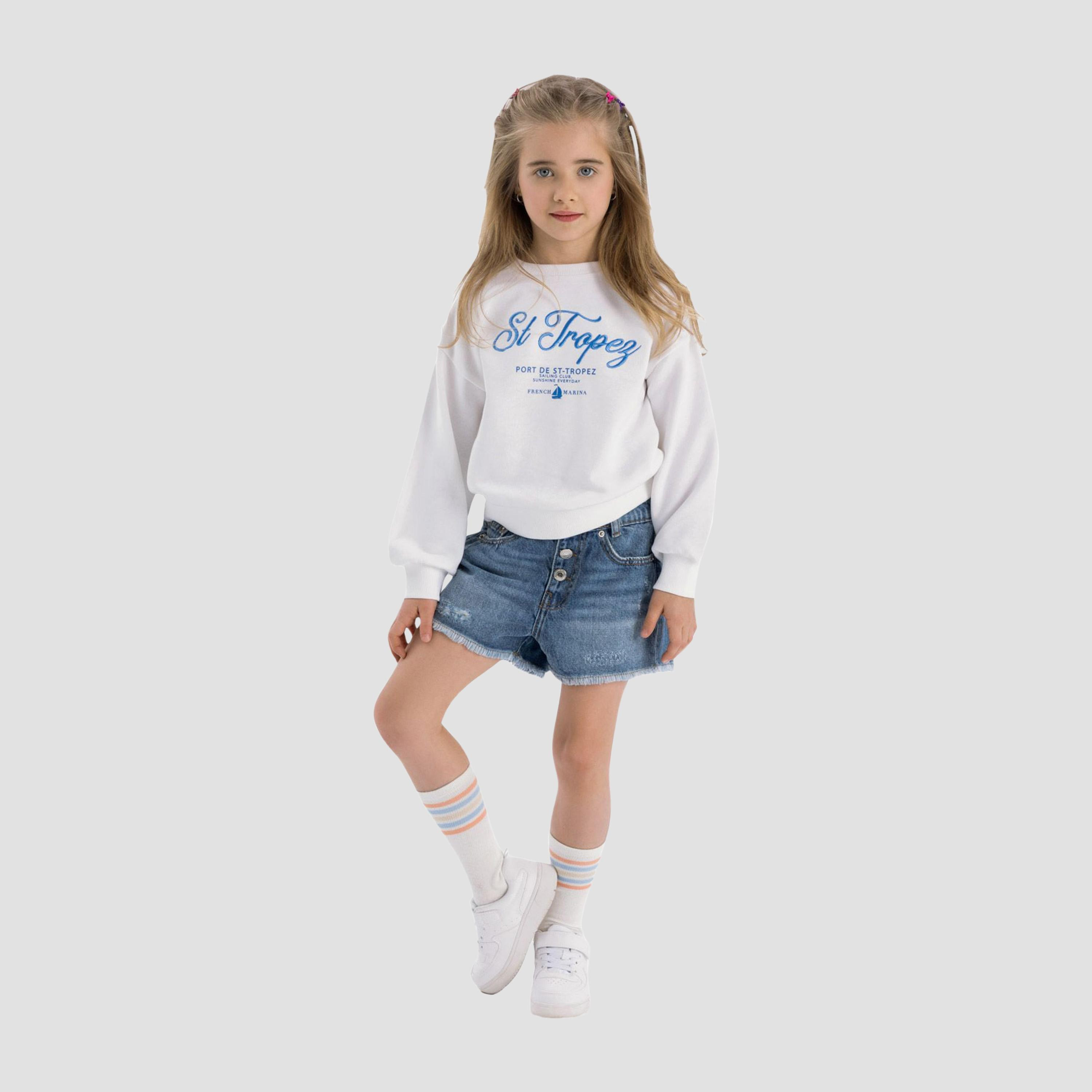 شورت جينز ذو حافة متهالكة من مينوتي-girls-clothing-bottoms-shorts-image-2