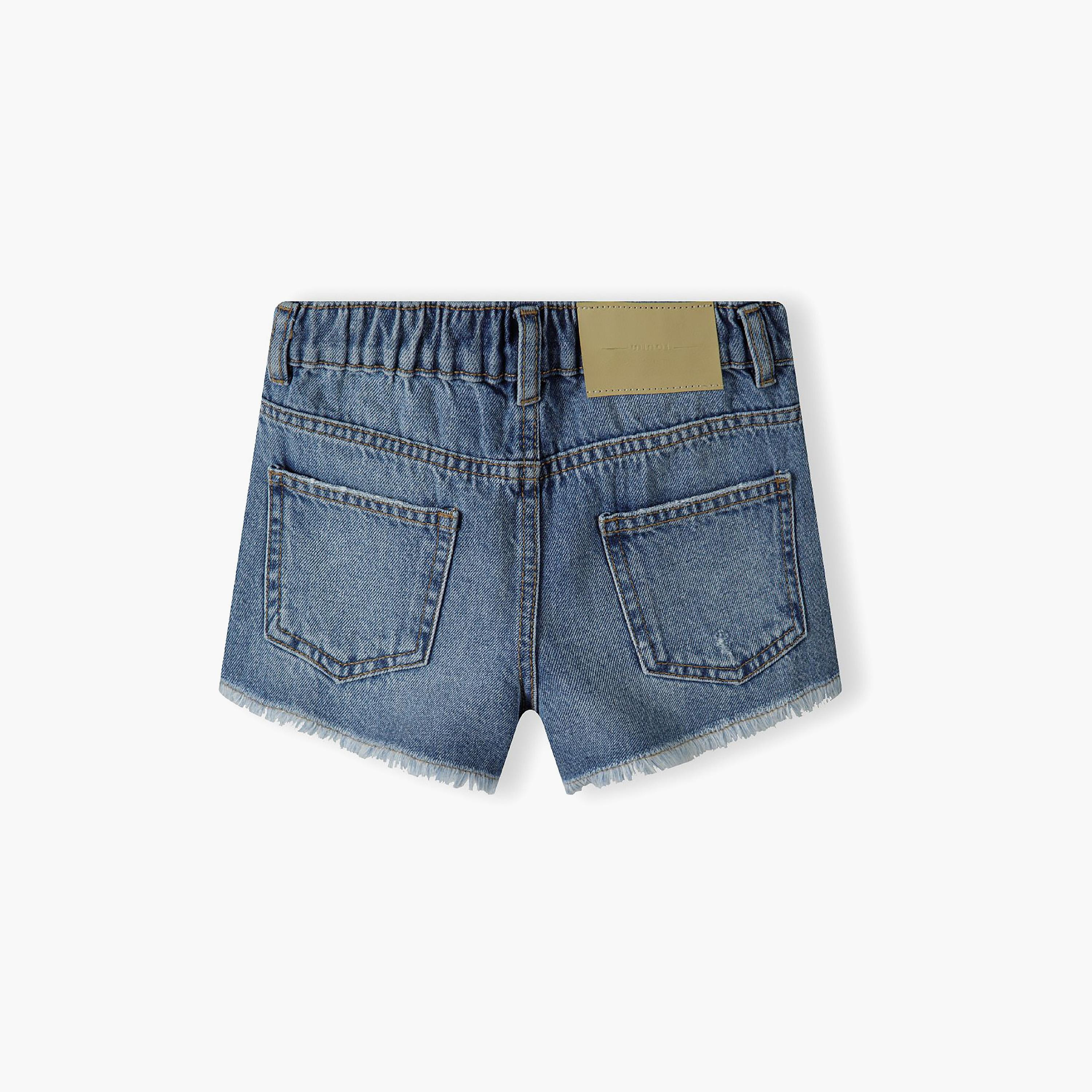 شورت جينز ذو حافة متهالكة من مينوتي-girls-clothing-bottoms-shorts-image-4