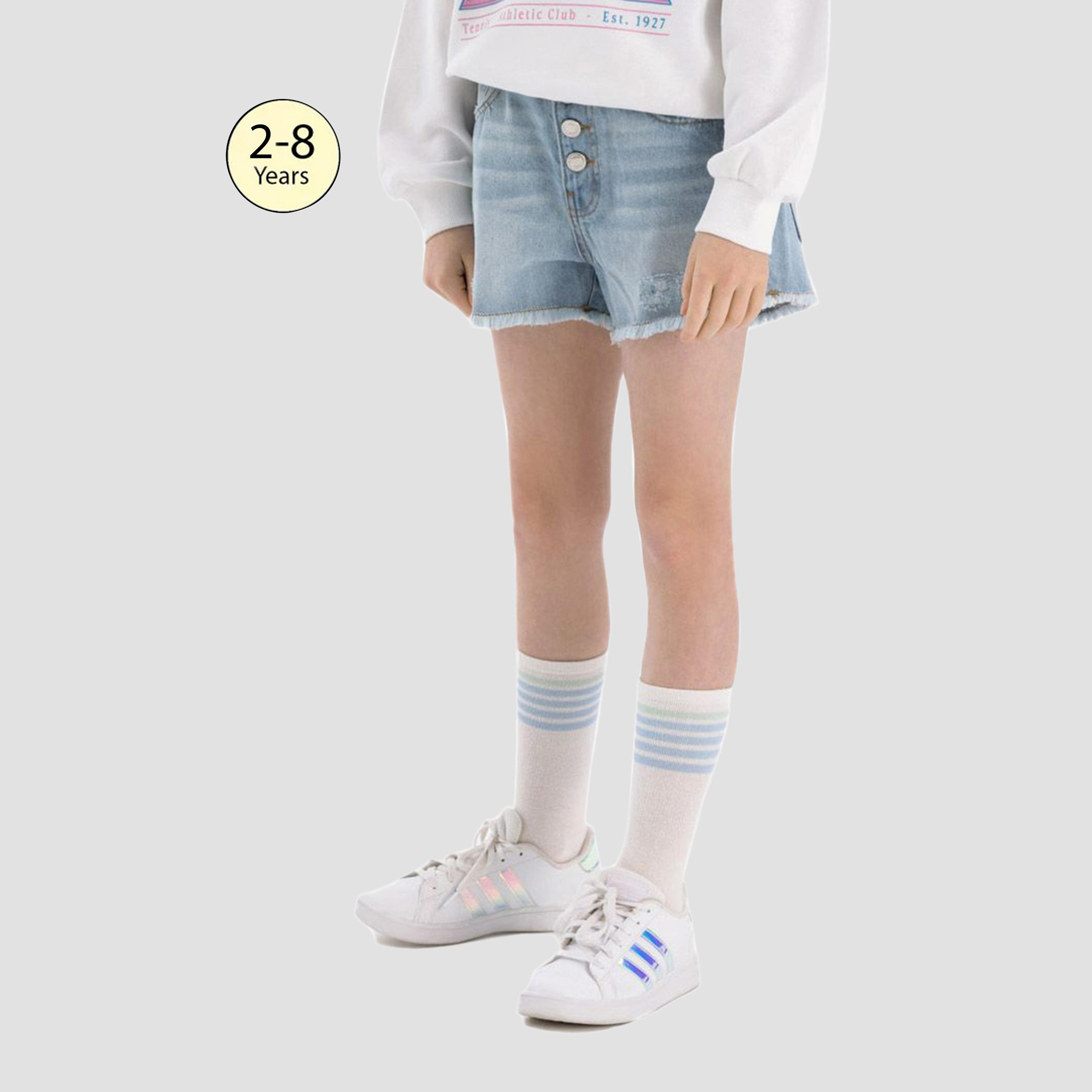 شورت جينز ذو حافة متهالكة من مينوتي-girls-clothing-bottoms-shorts-image-1
