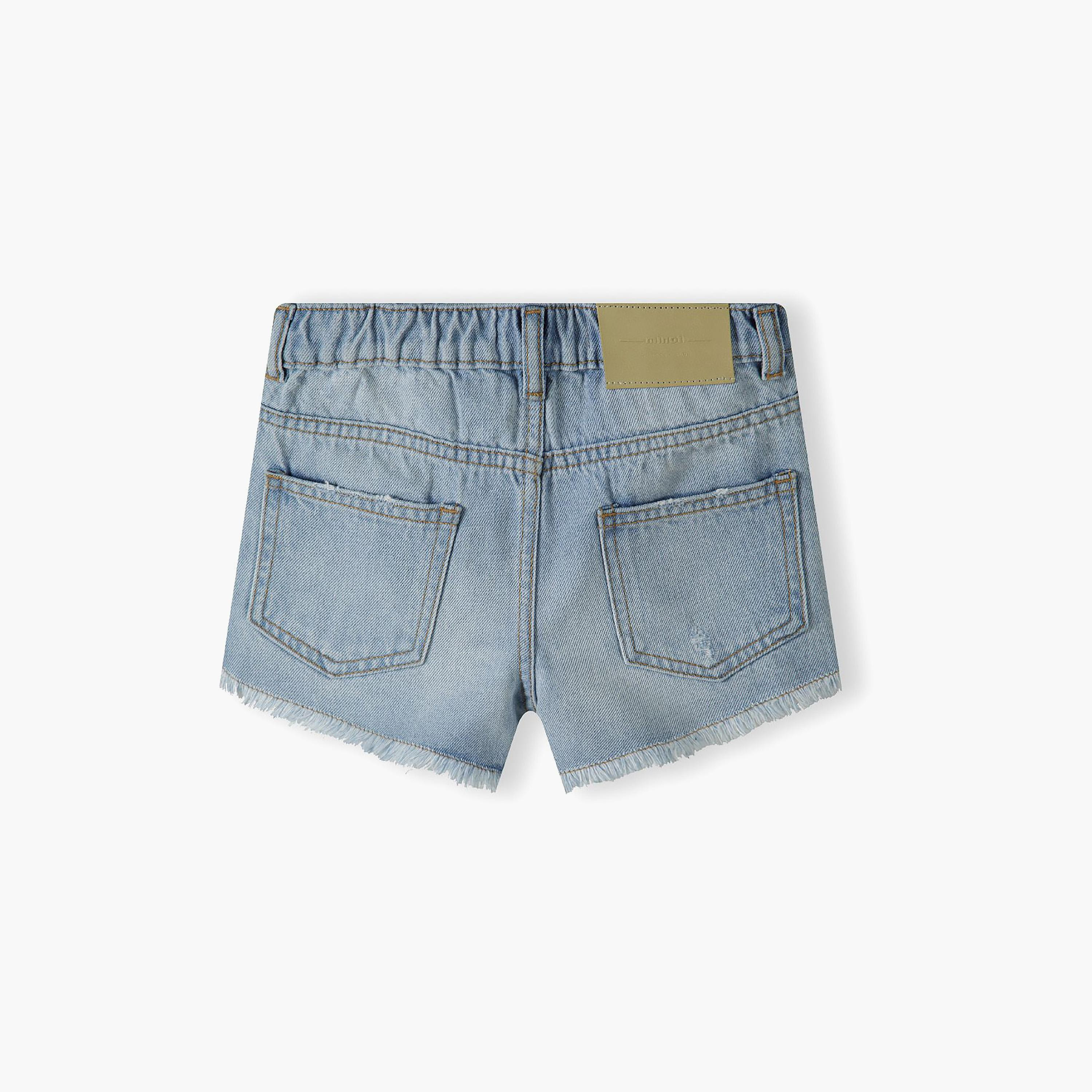 شورت جينز ذو حافة متهالكة من مينوتي-girls-clothing-bottoms-shorts-image-4