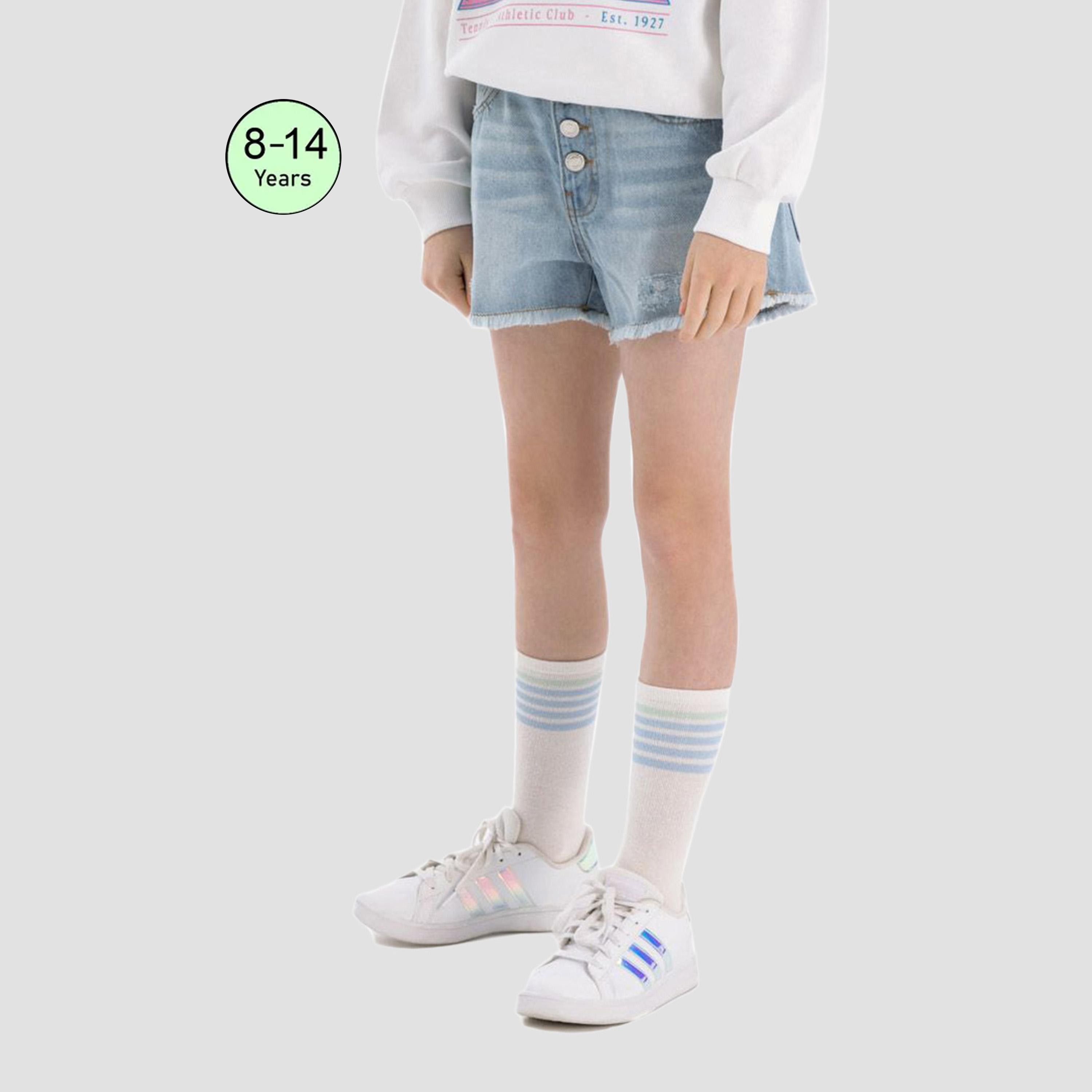 Minoti Frayed Hem Denim Shorts-girls-clothing-bottoms-shorts-image-1