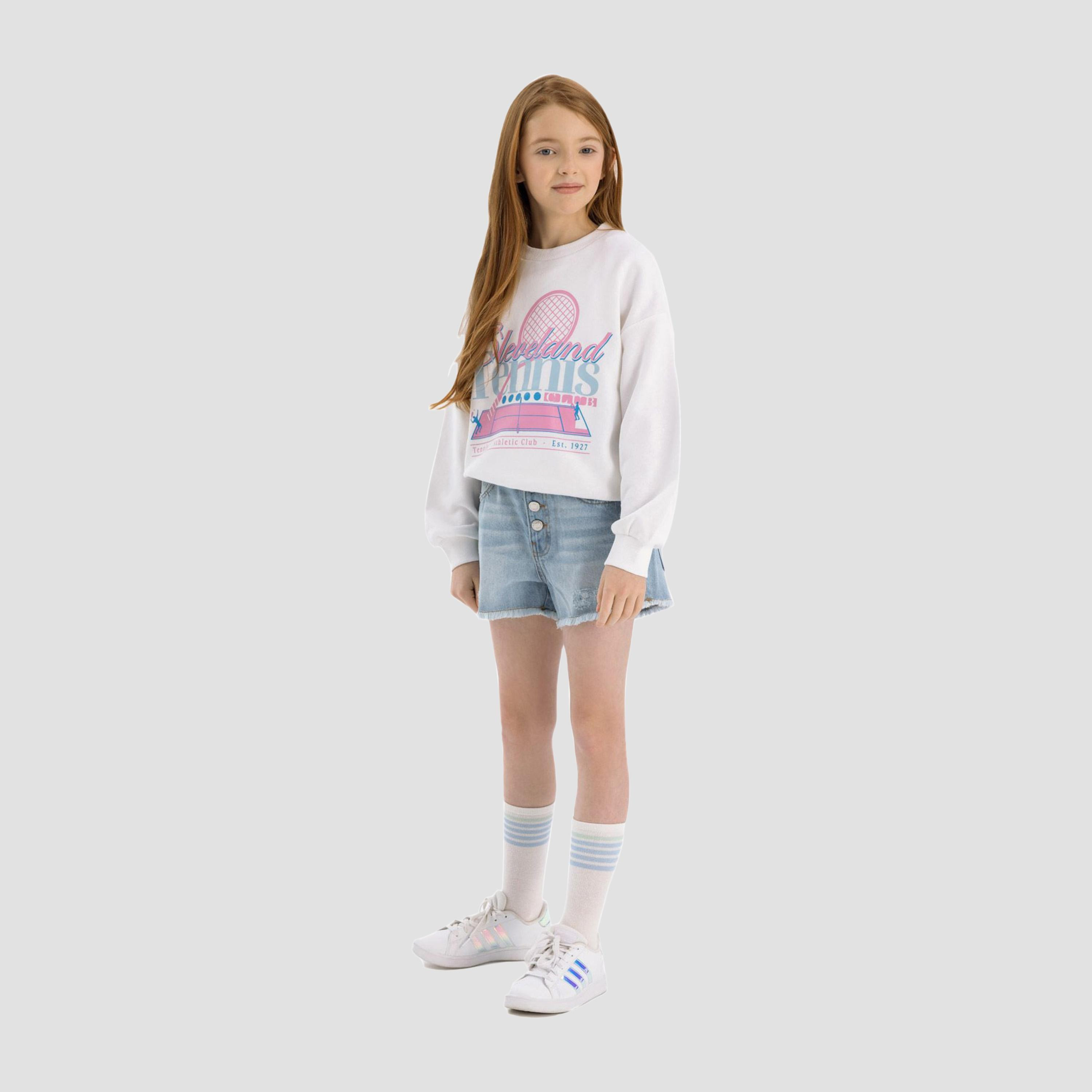 Minoti Frayed Hem Denim Shorts-girls-clothing-bottoms-shorts-image-2