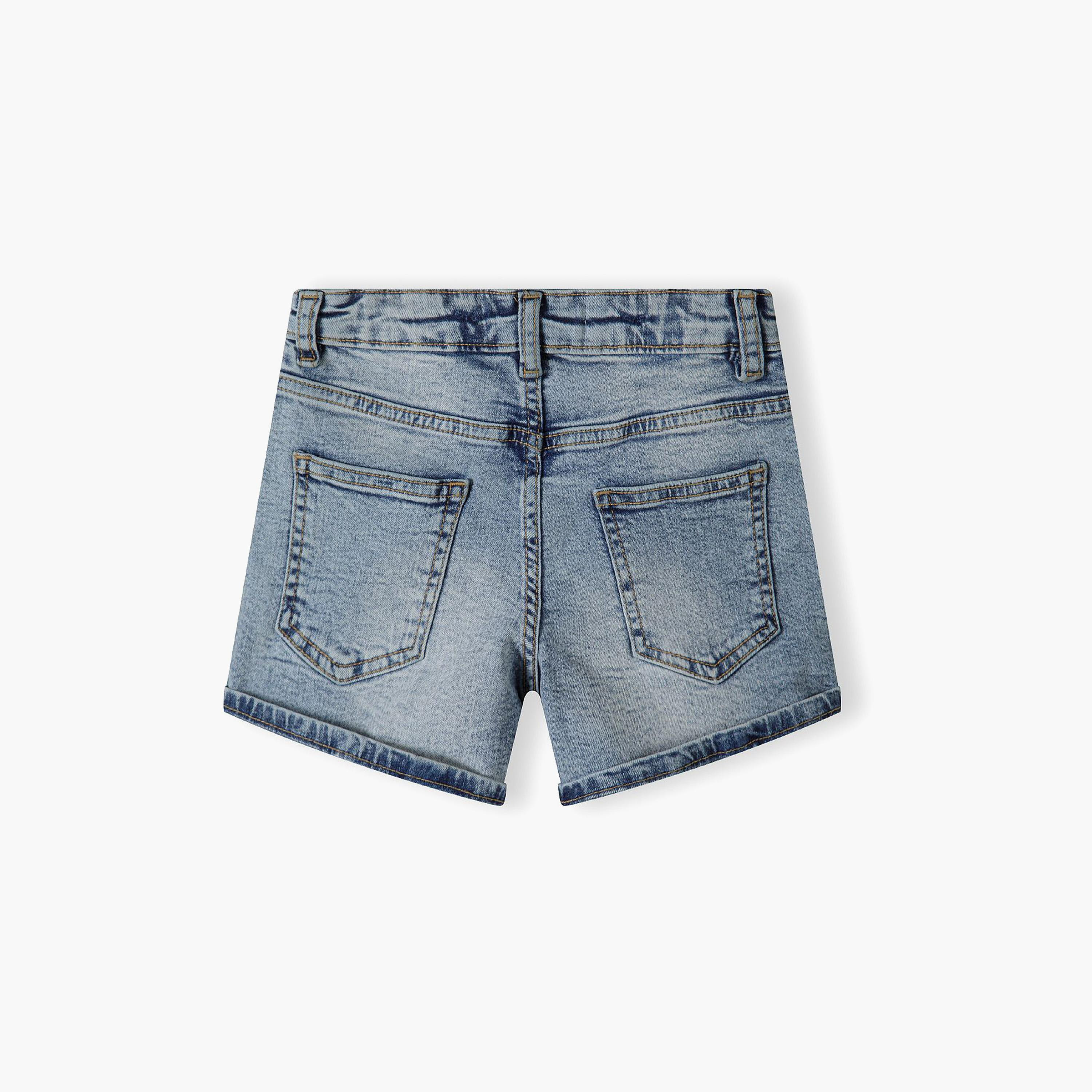 Minoti Solid Denim Shorts-girls-clothing-bottoms-shorts-image-2