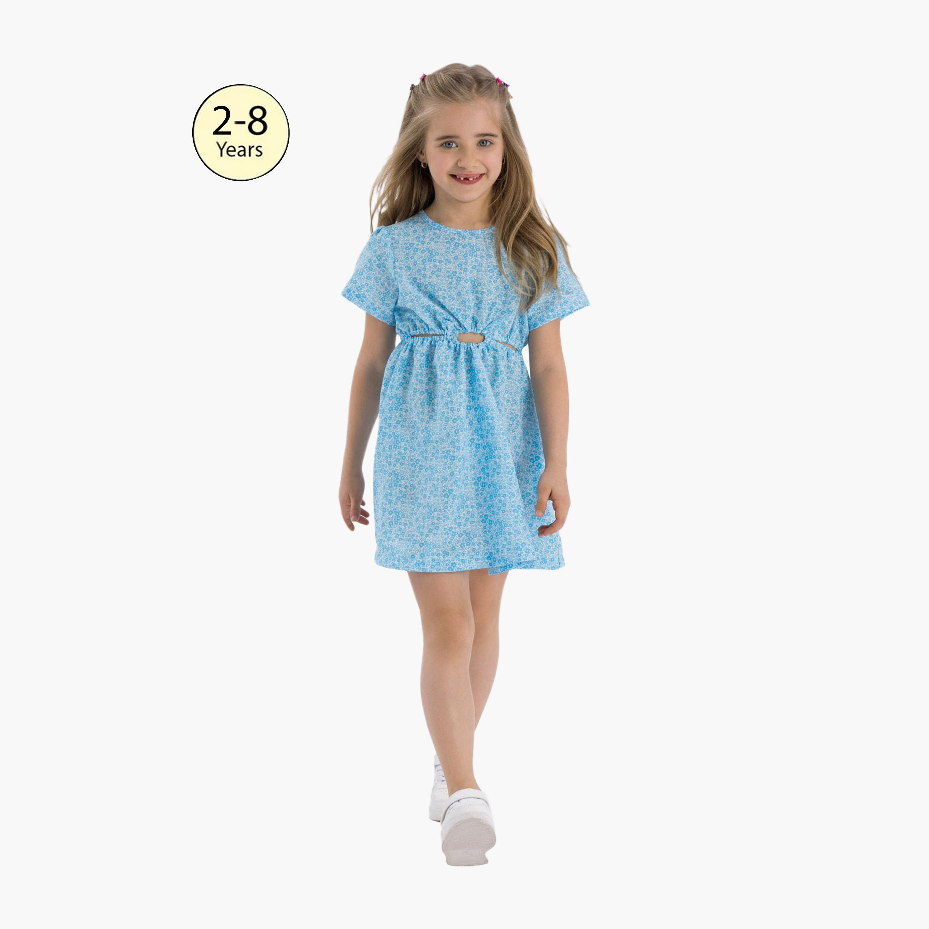 فستان قصير الأكمام ومُقصوص من مينوتي-girls-clothing-dressesandjumpsuits-image-1