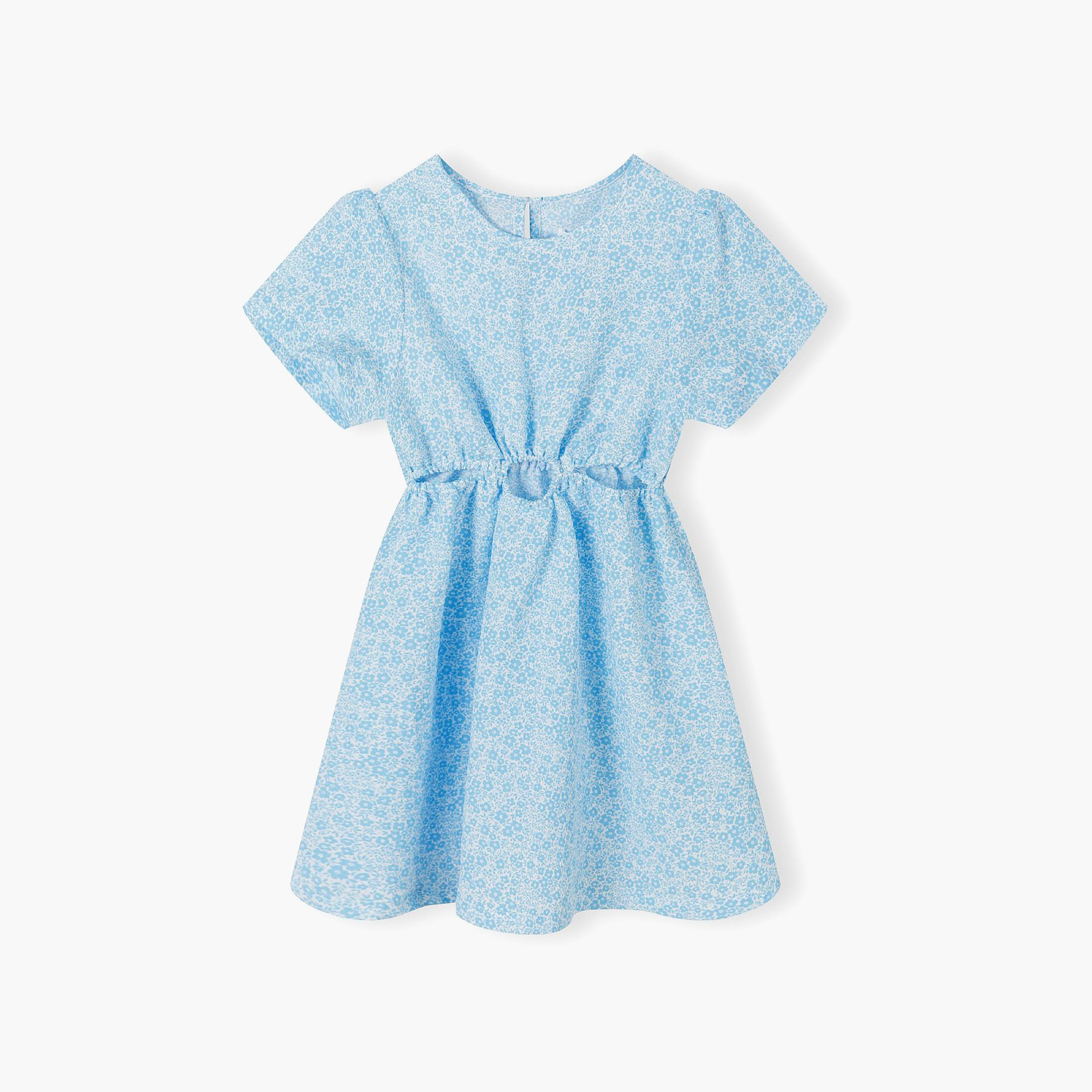 فستان قصير الأكمام ومُقصوص من مينوتي-girls-clothing-dressesandjumpsuits-image-2