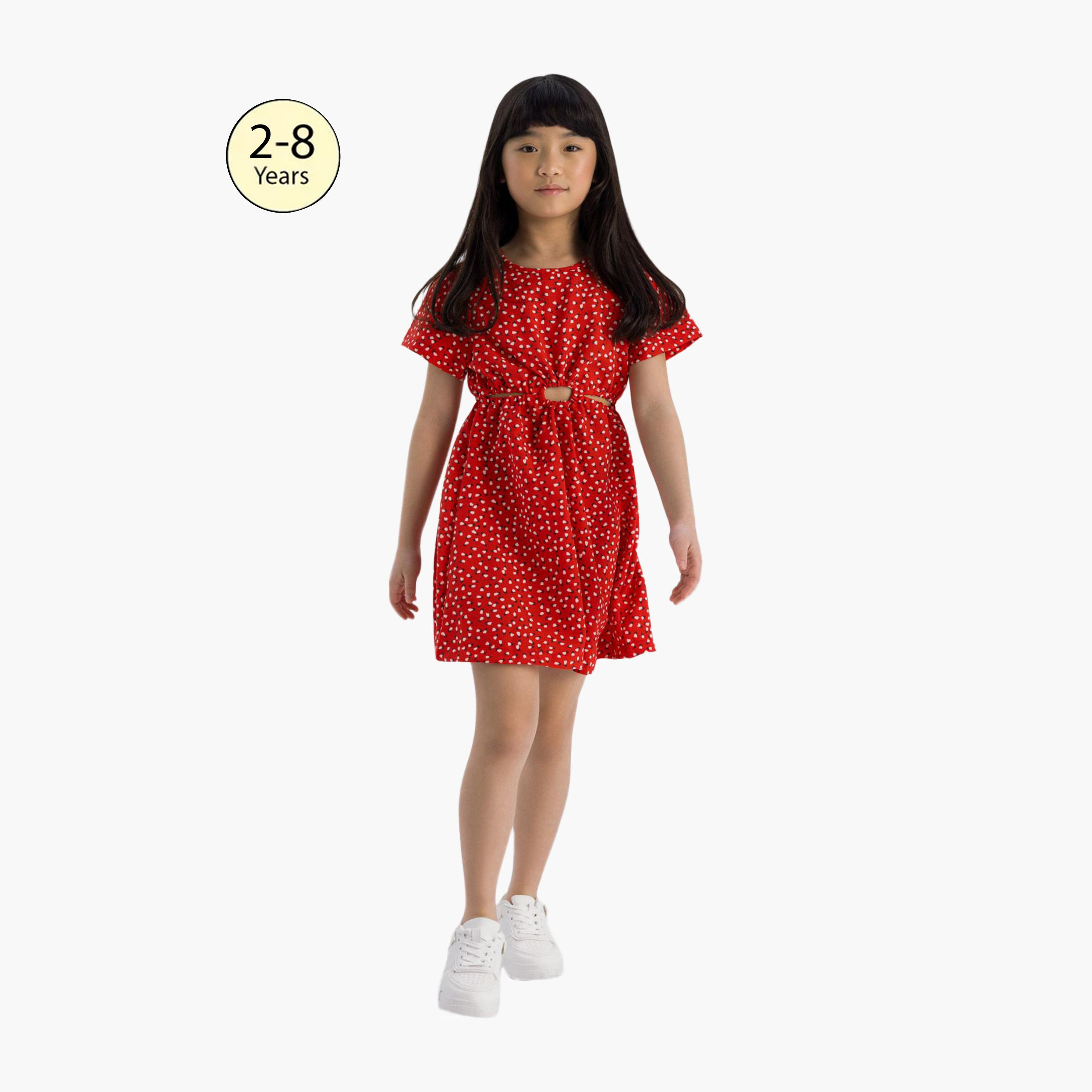 فستان قصير الأكمام ومُقصوص من مينوتي-girls-clothing-dressesandjumpsuits-image-1