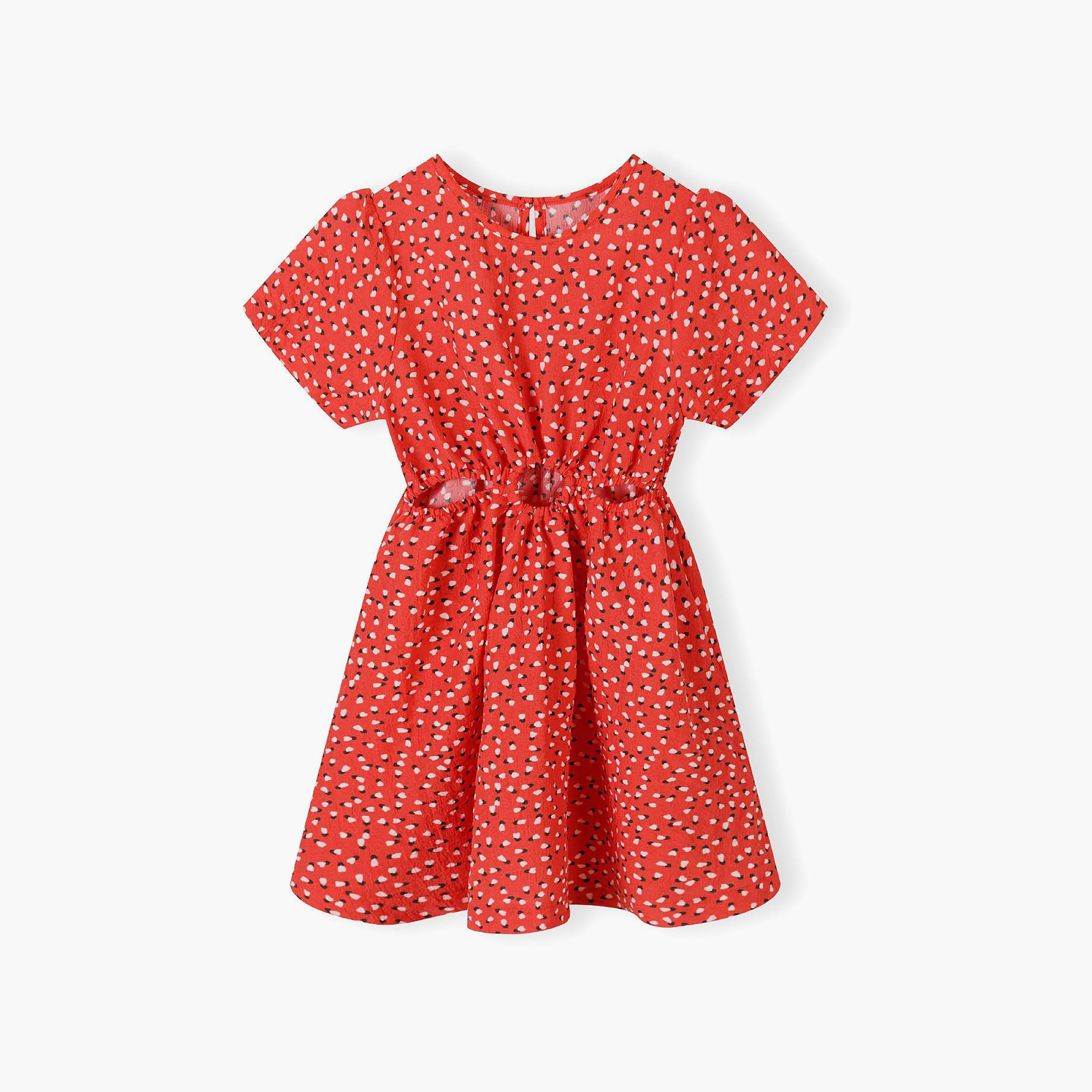 فستان قصير الأكمام ومُقصوص من مينوتي-girls-clothing-dressesandjumpsuits-image-2