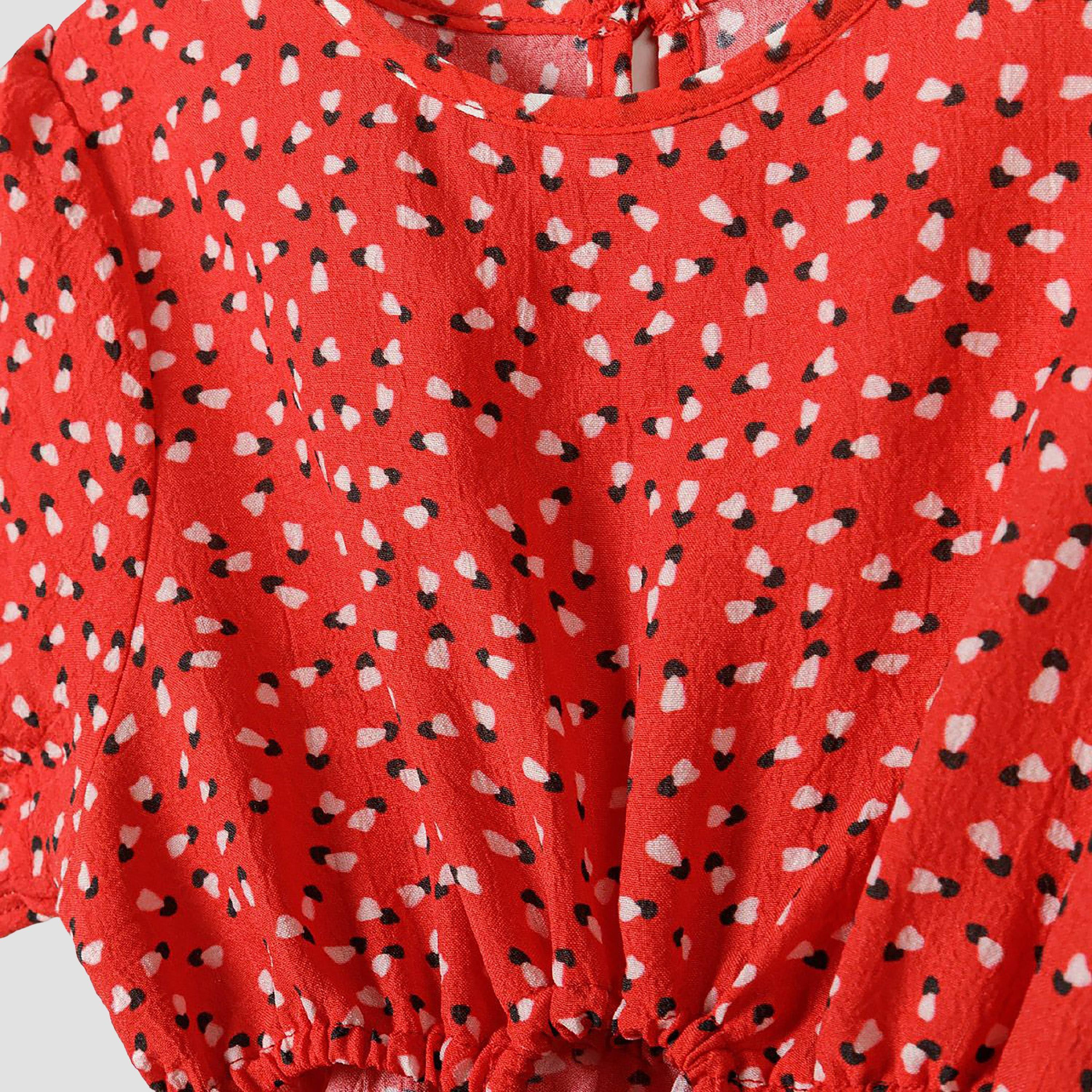 فستان قصير الأكمام ومُقصوص من مينوتي-girls-clothing-dressesandjumpsuits-image-4