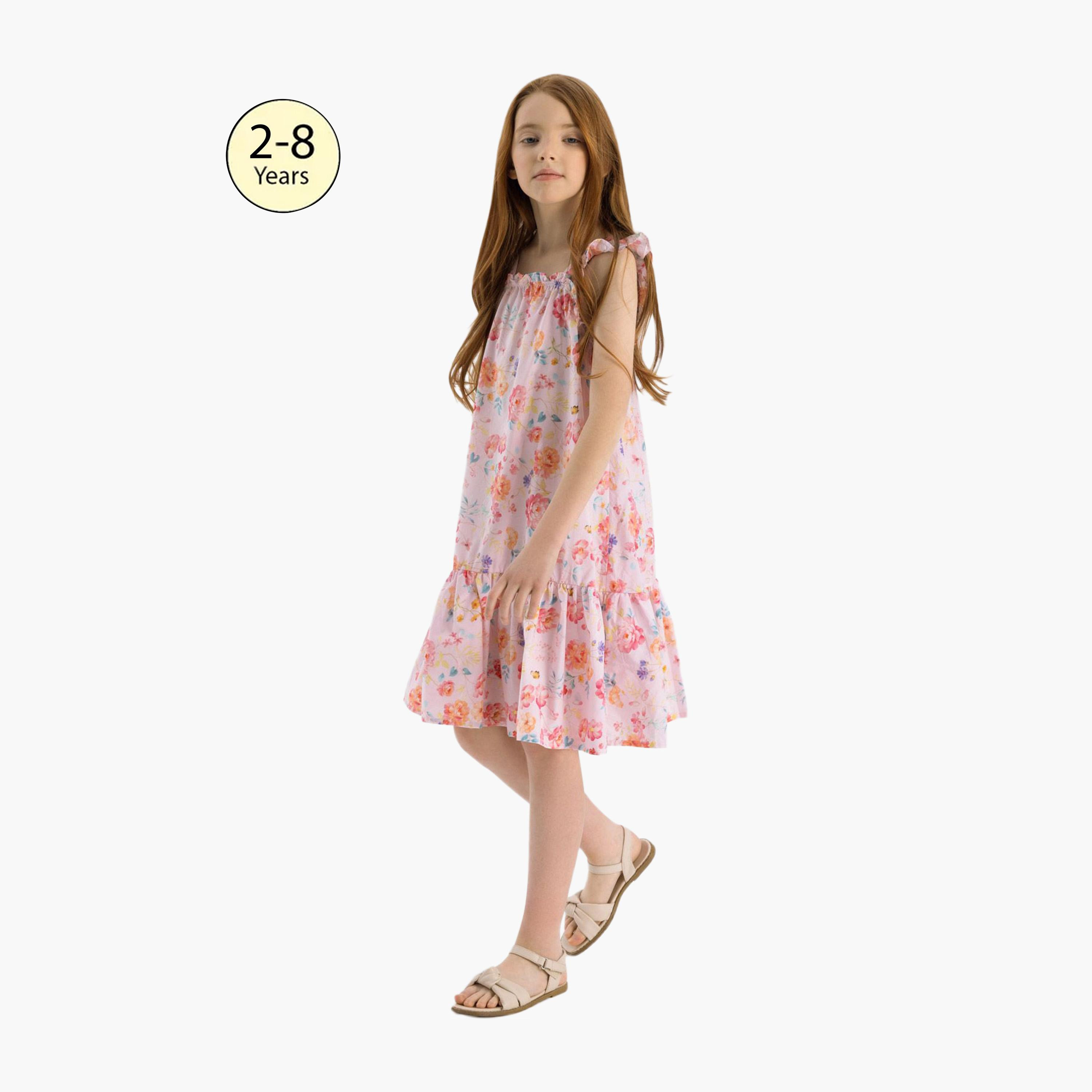 فستان متعدد الطبقات بحزام كتف مع كشكشة من مينوتي-girls-clothing-dressesandjumpsuits-image-1
