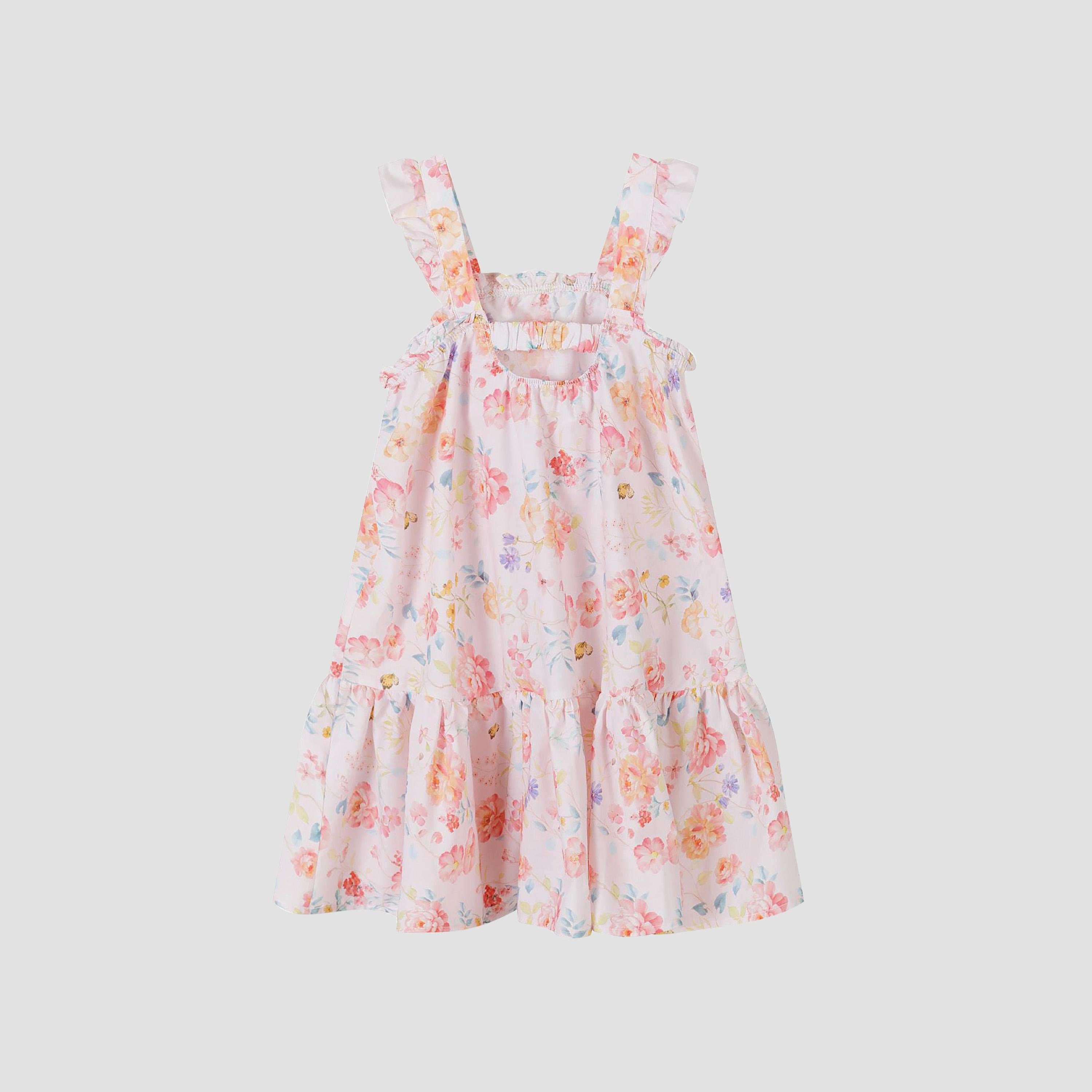 فستان متعدد الطبقات بحزام كتف مع كشكشة من مينوتي-girls-clothing-dressesandjumpsuits-image-3