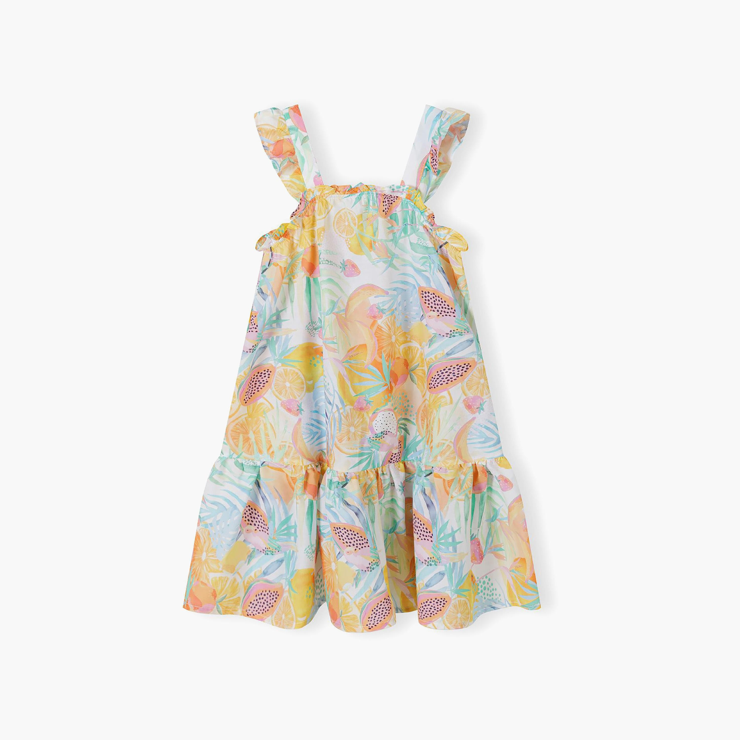 فستان متعدد الطبقات بحزام كتف مع كشكشة من مينوتي-girls-clothing-dressesandjumpsuits-image-2