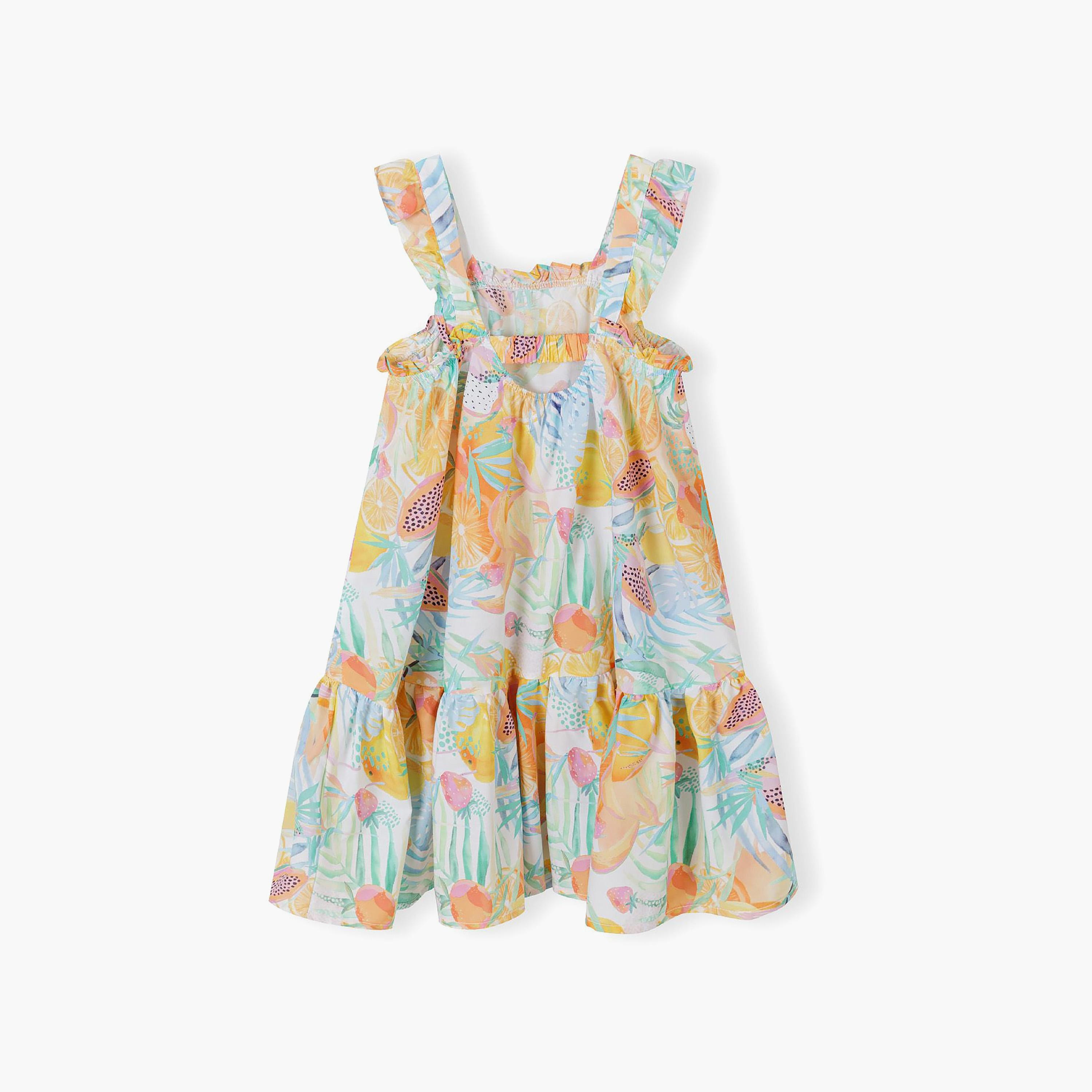 فستان متعدد الطبقات بحزام كتف مع كشكشة من مينوتي-girls-clothing-dressesandjumpsuits-image-3