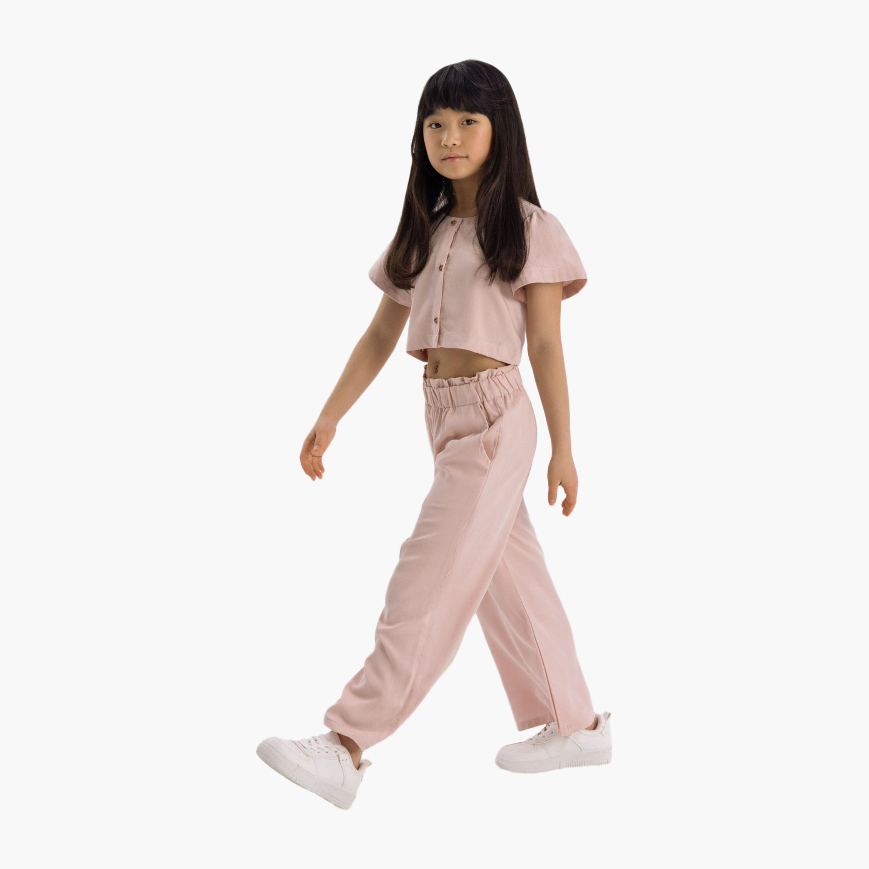 طقم بلوزة بأكمام مكشكشة وبنطال واسع الساق من مينوتي-girls-clothing-setsandcoords-image-6