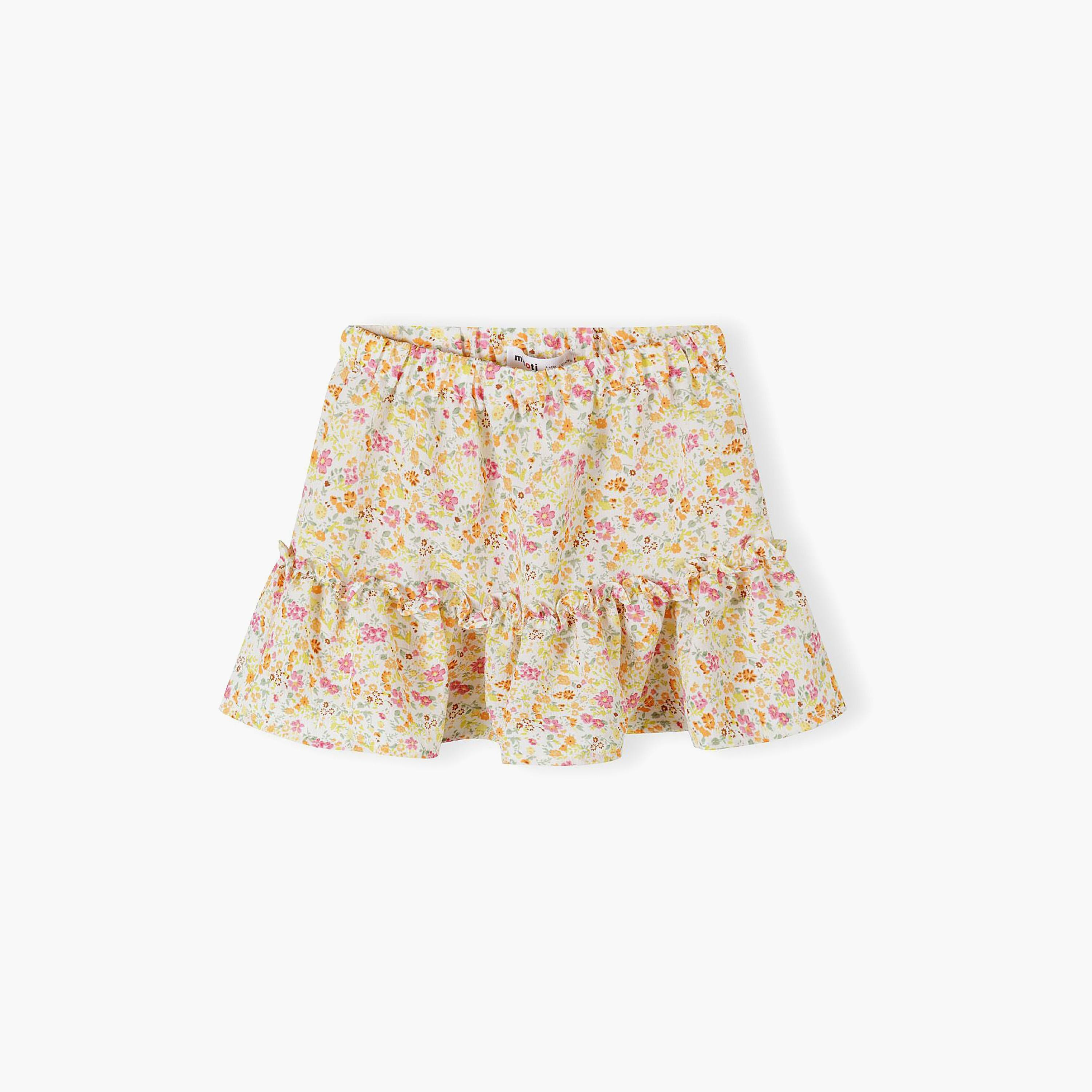 تنورة بطبقات مجعدة بطبعة زهور - متعددة الألوان من مينوتي-girls-clothing-bottoms-skirts-image-3