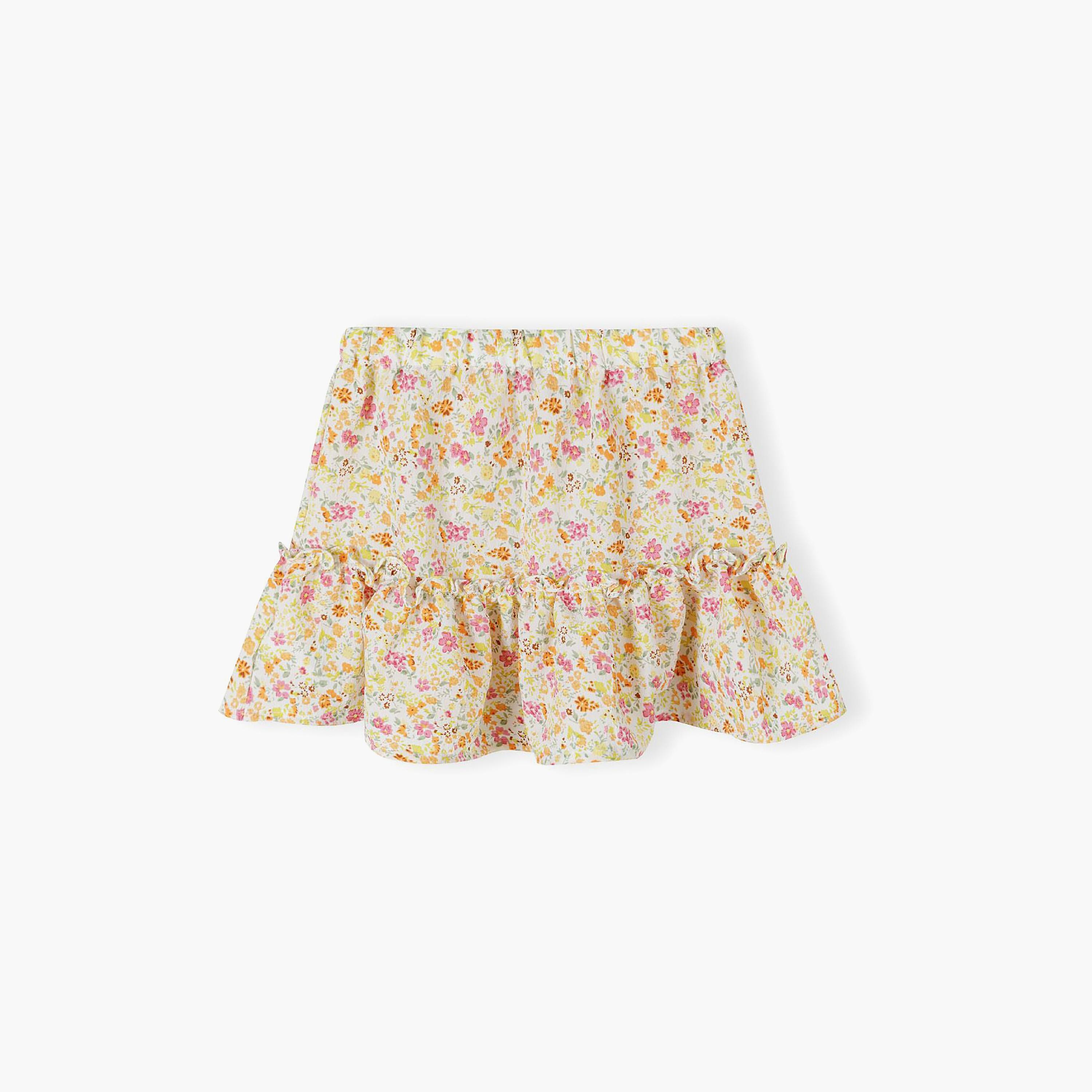 Minoti Floral Print Crinkle Layered Skirt - Multicolour-girls-clothing-bottoms-skirts-image-4