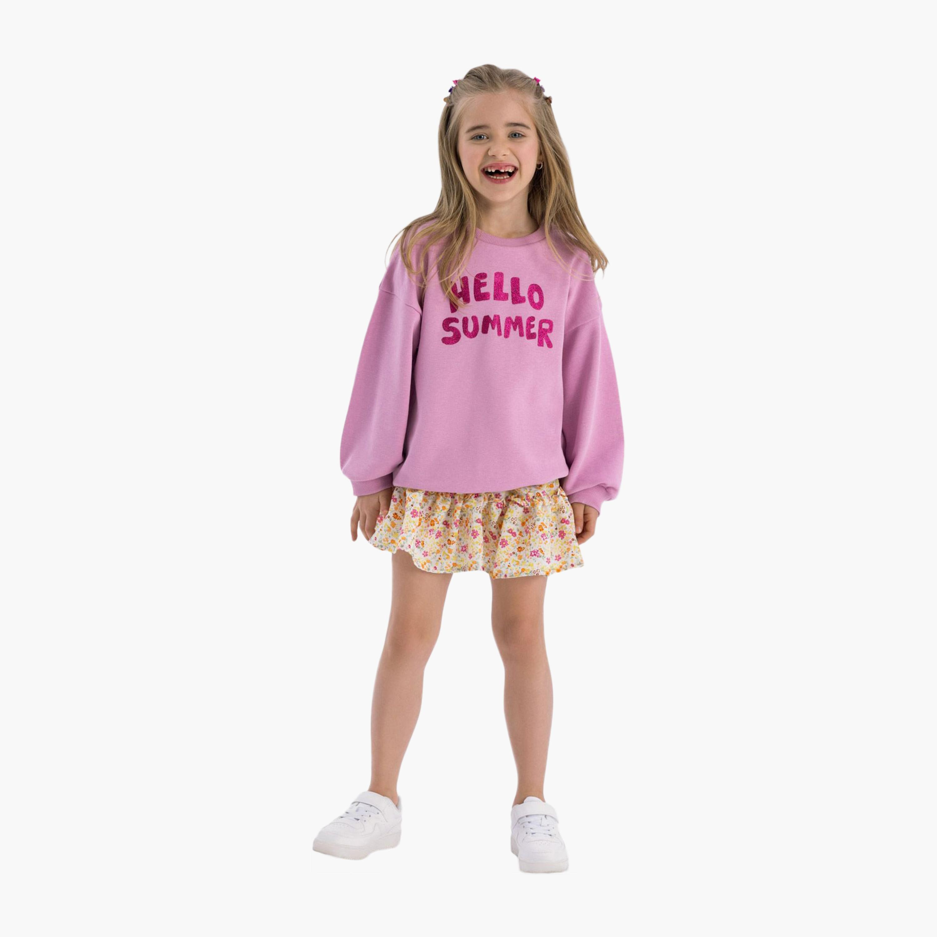 تنورة بطبقات مجعدة بطبعة زهور - متعددة الألوان من مينوتي-girls-clothing-bottoms-skirts-image-2
