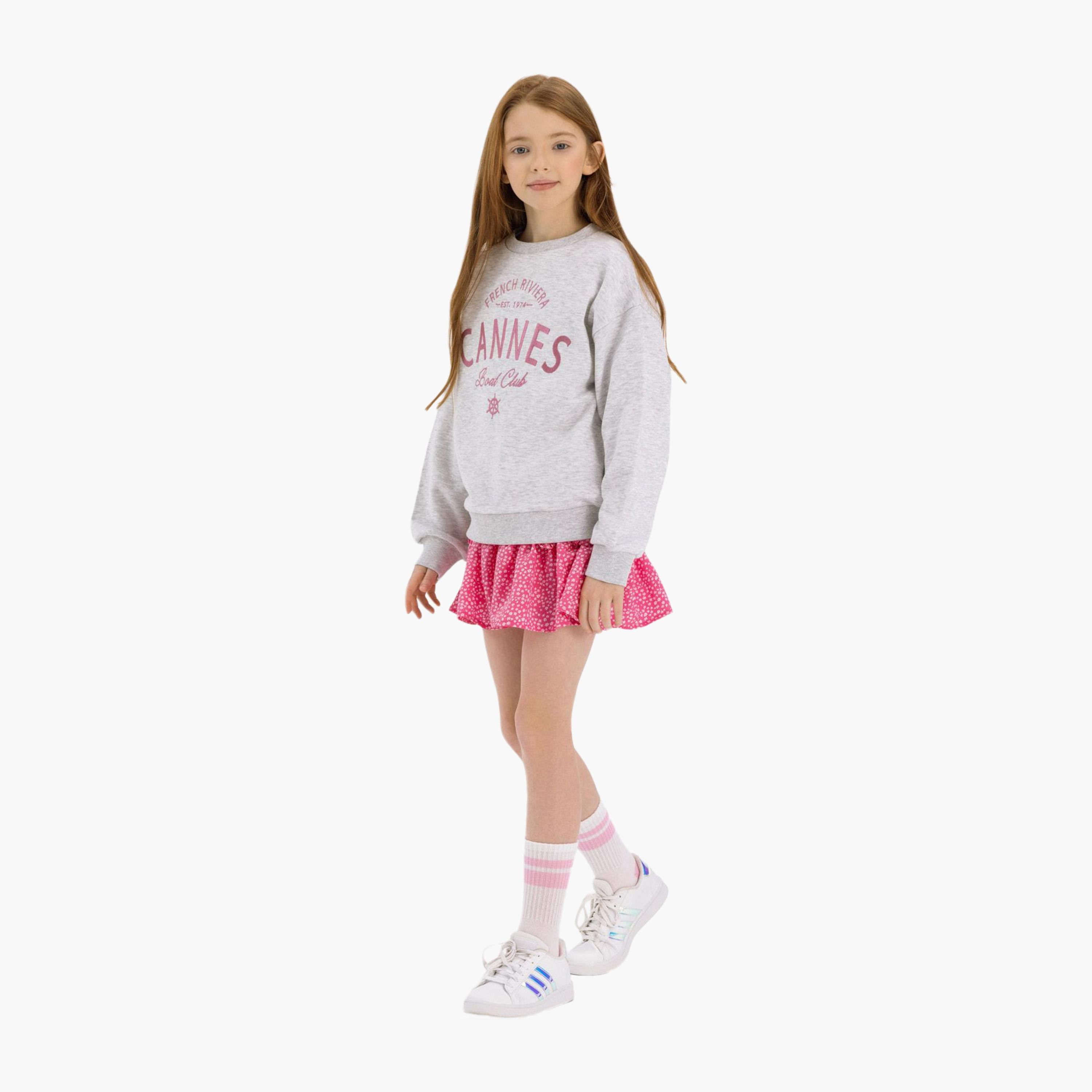 تنورة بطبقات مجعدة بطبعة زهور - وردي من مينوتي-girls-clothing-bottoms-skirts-image-2