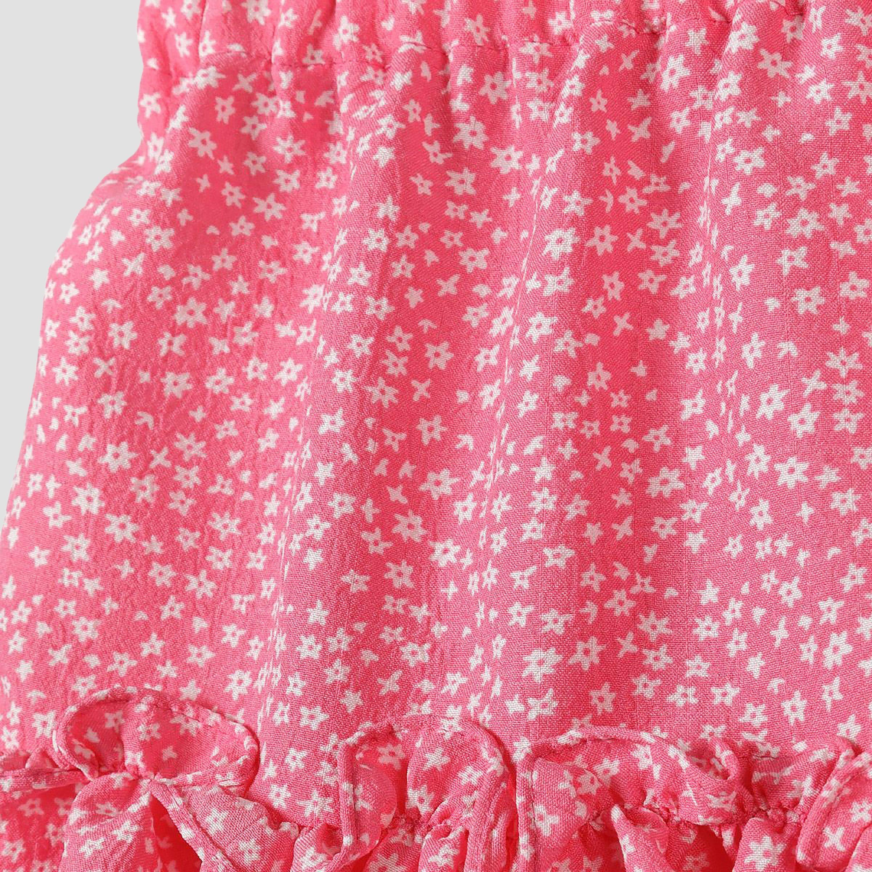 تنورة بطبقات مجعدة بطبعة زهور - وردي من مينوتي-girls-clothing-bottoms-skirts-image-4