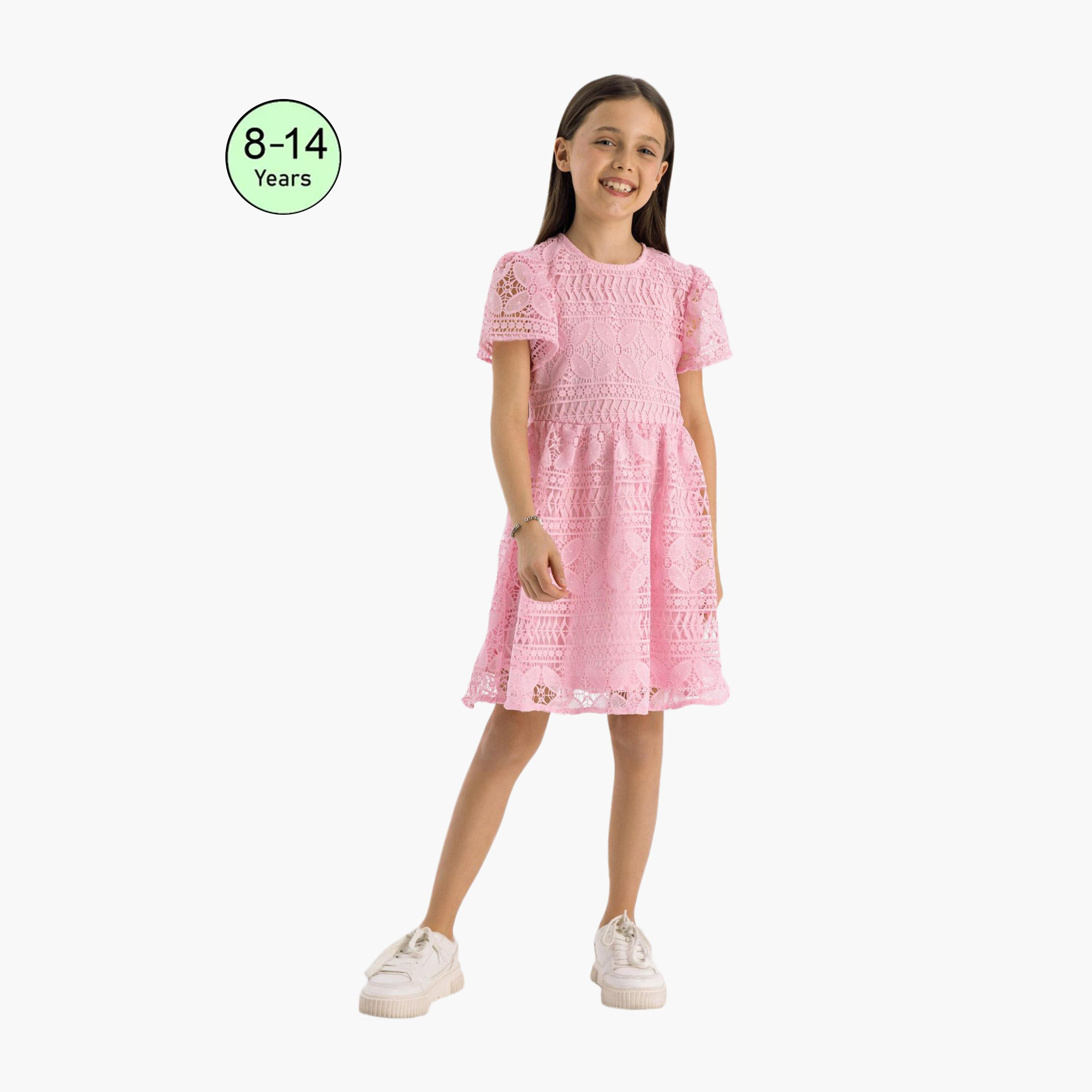 فستان بأكمام واسعة وتنورة دائرية من مينوتي-girls-clothing-dressesandjumpsuits-image-1