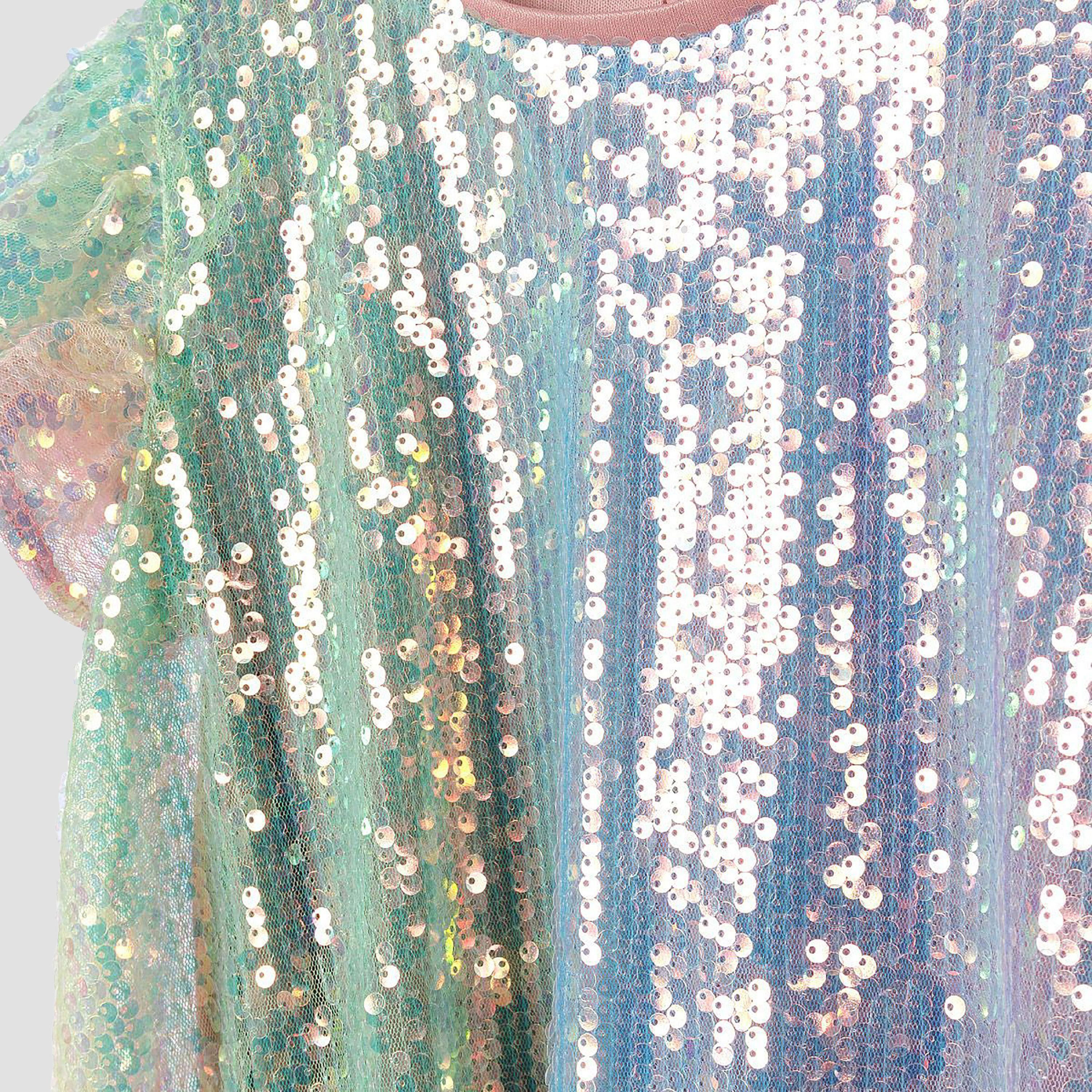 Minoti Flutter Sleeves Sequin Dress-girls-clothing-dressesandjumpsuits-image-4