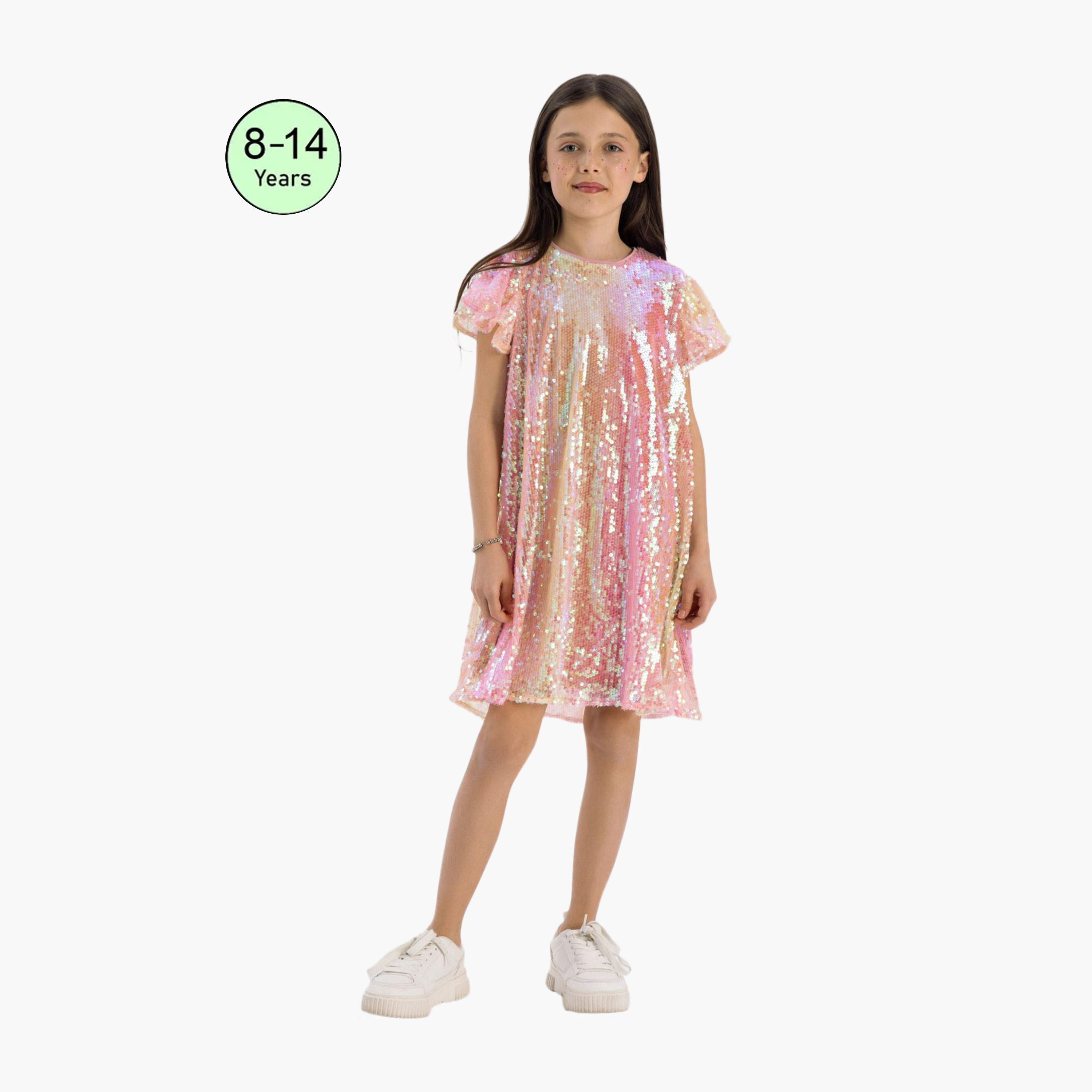 فستان ترتر بأكمام منفوشة من مينوتي-girls-clothing-dressesandjumpsuits-image-1