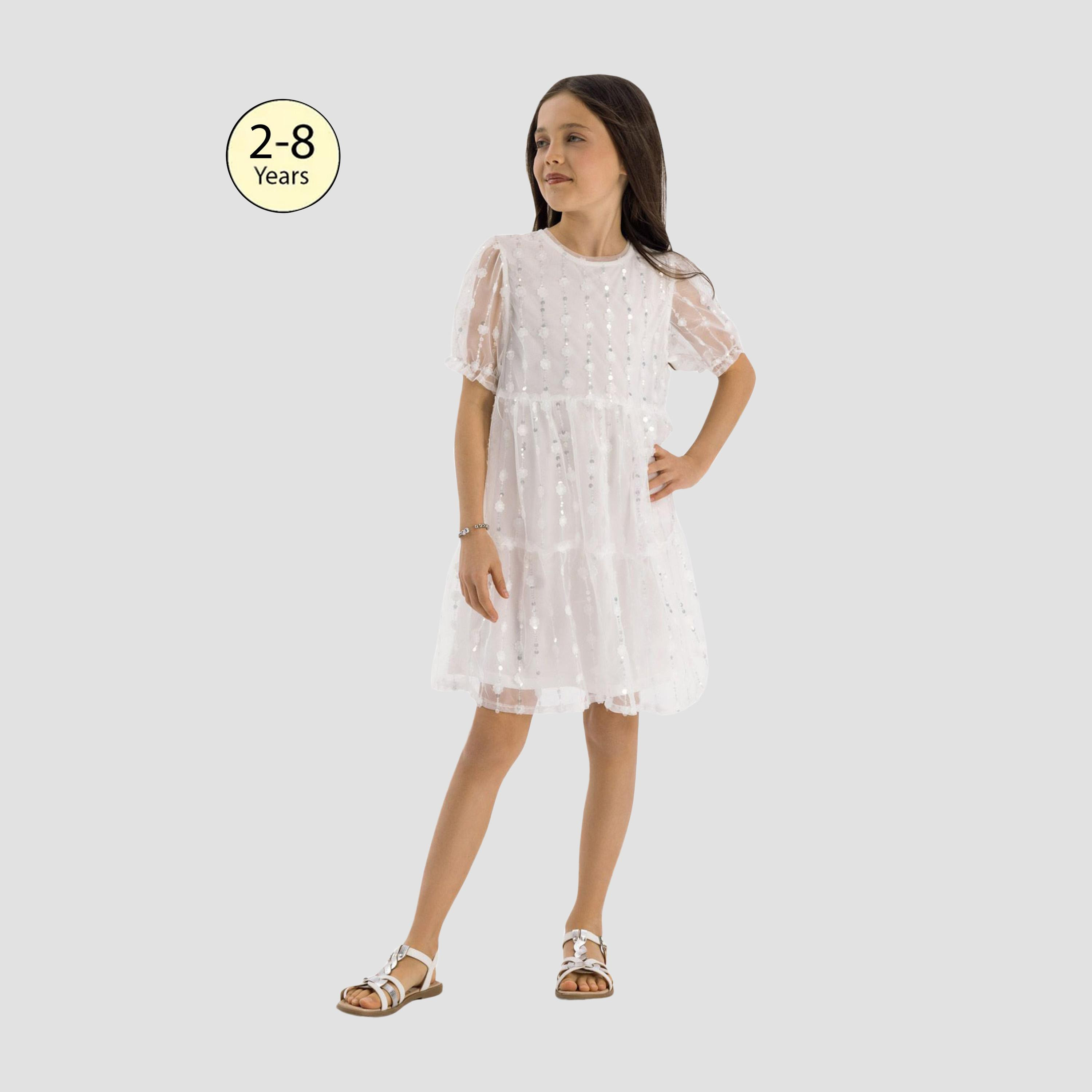 فستان قصير الأكمام مزين بالترتر وتفاصيل الزهور من مينوتي-girls-clothing-dressesandjumpsuits-image-1