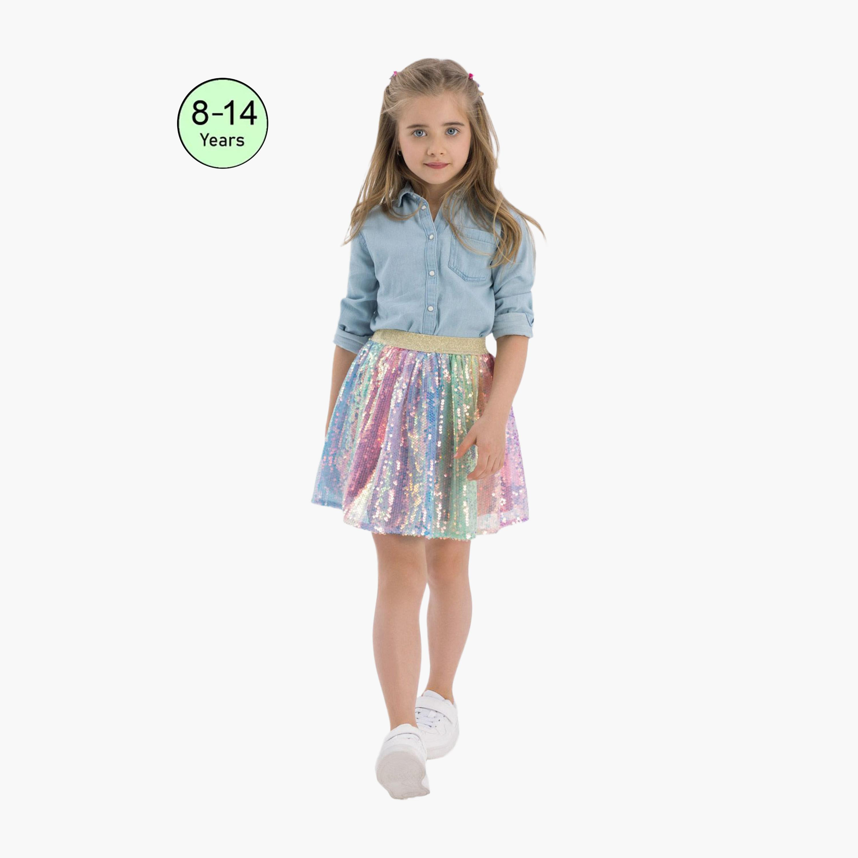 Minoti Sequin Skirt-girls-clothing-bottoms-skirts-image-1