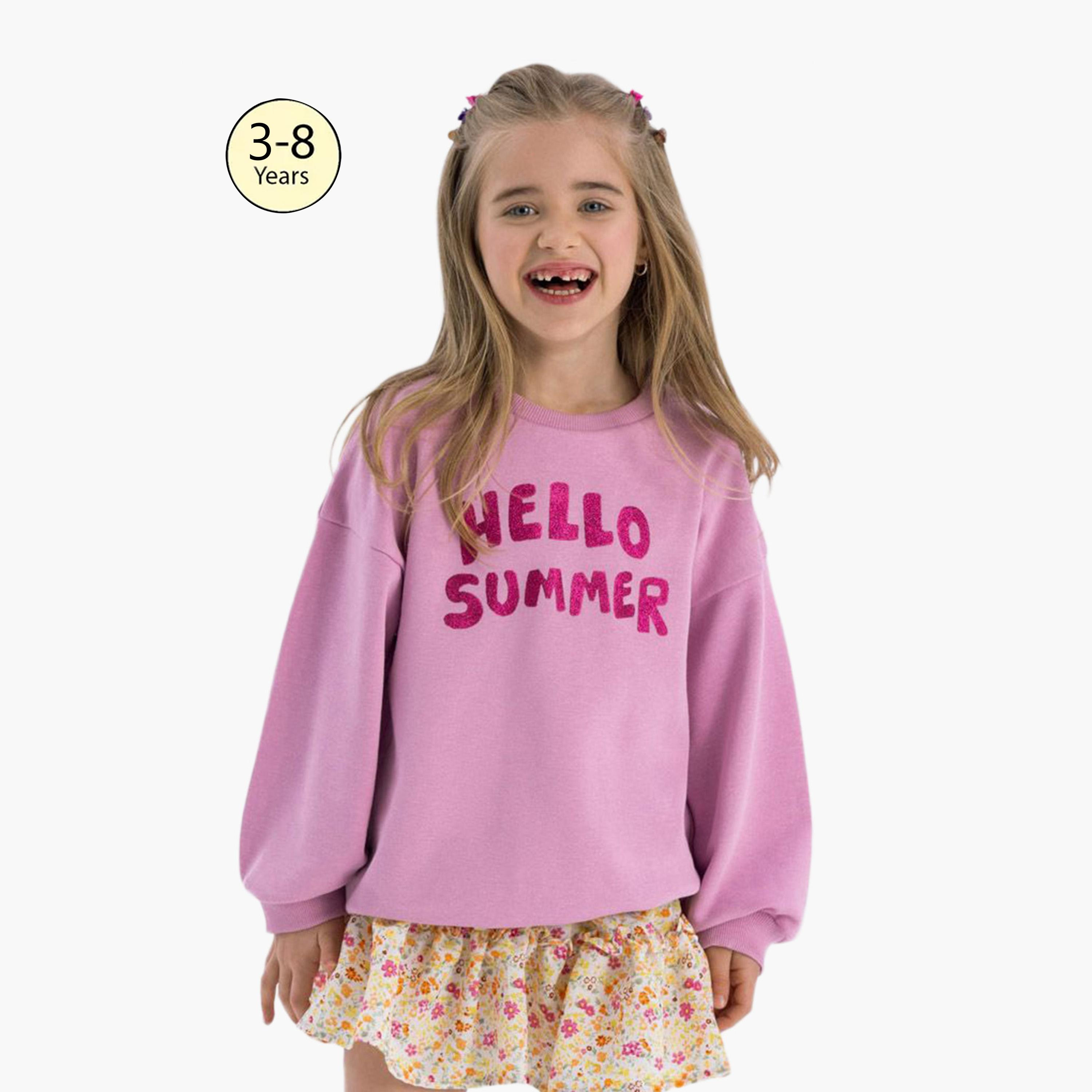 سويت شيرت من الصوف المزخرف برقبة دائرية من مينوتي-girls-clothing-sweatshirts-image-1