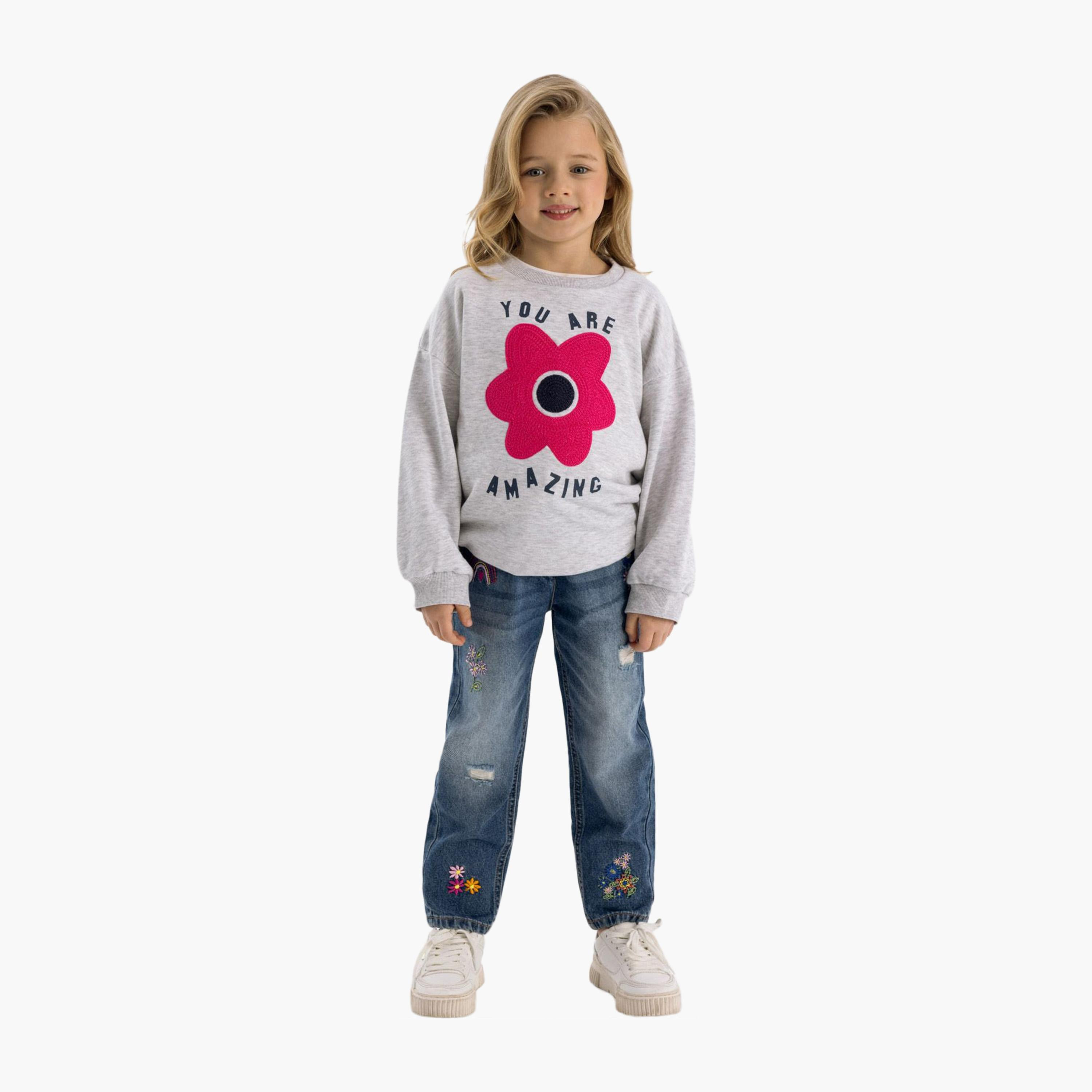 سويت شيرت من الصوف المطرز برقبة دائرية من مينوتي-girls-clothing-sweatshirts-image-2