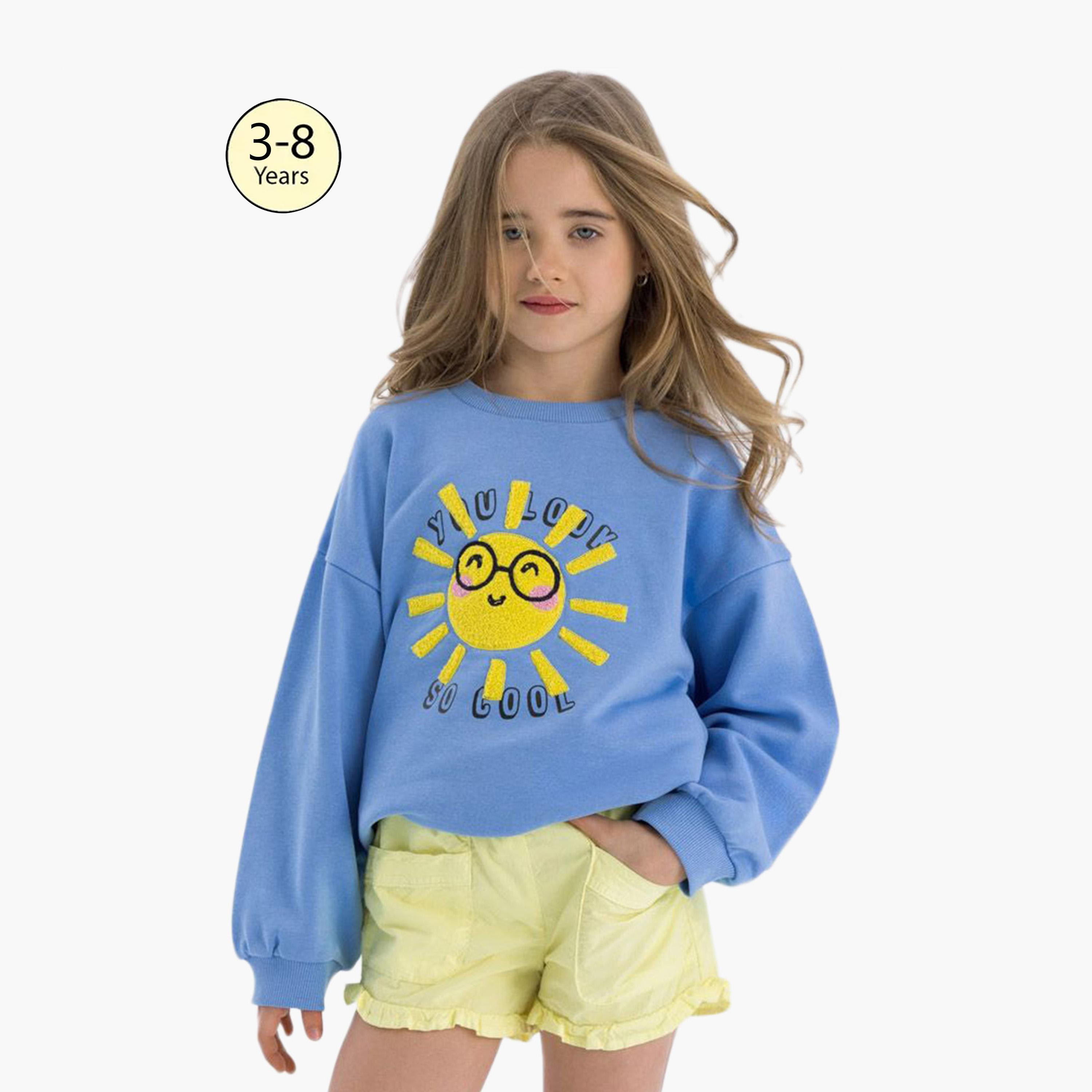 سويت شيرت من الصوف المطرز برقبة دائرية من مينوتي-girls-clothing-sweatshirts-image-1