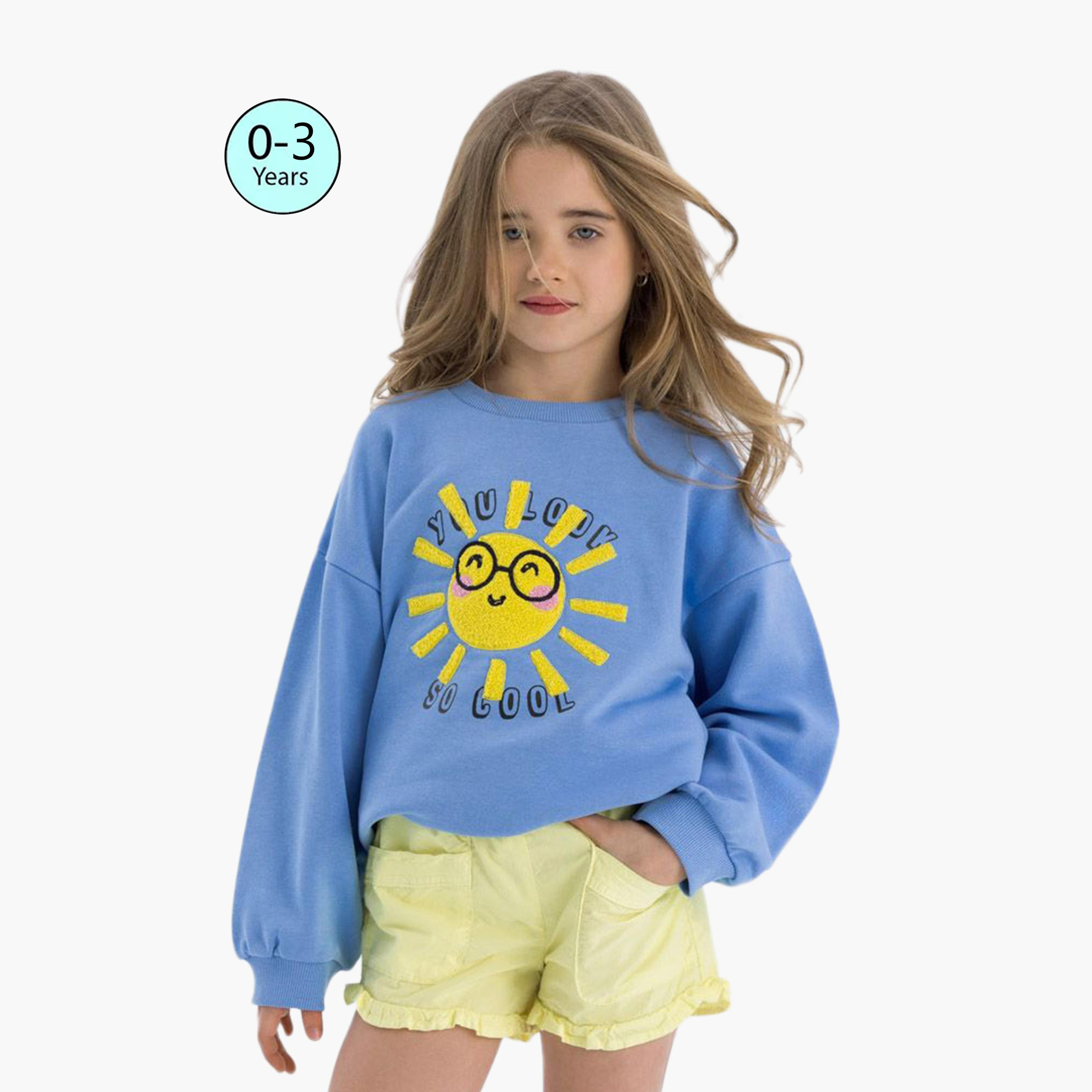 سويت شيرت من الصوف المطرز برقبة دائرية من مينوتي-girls-clothing-sweatshirts-image-1