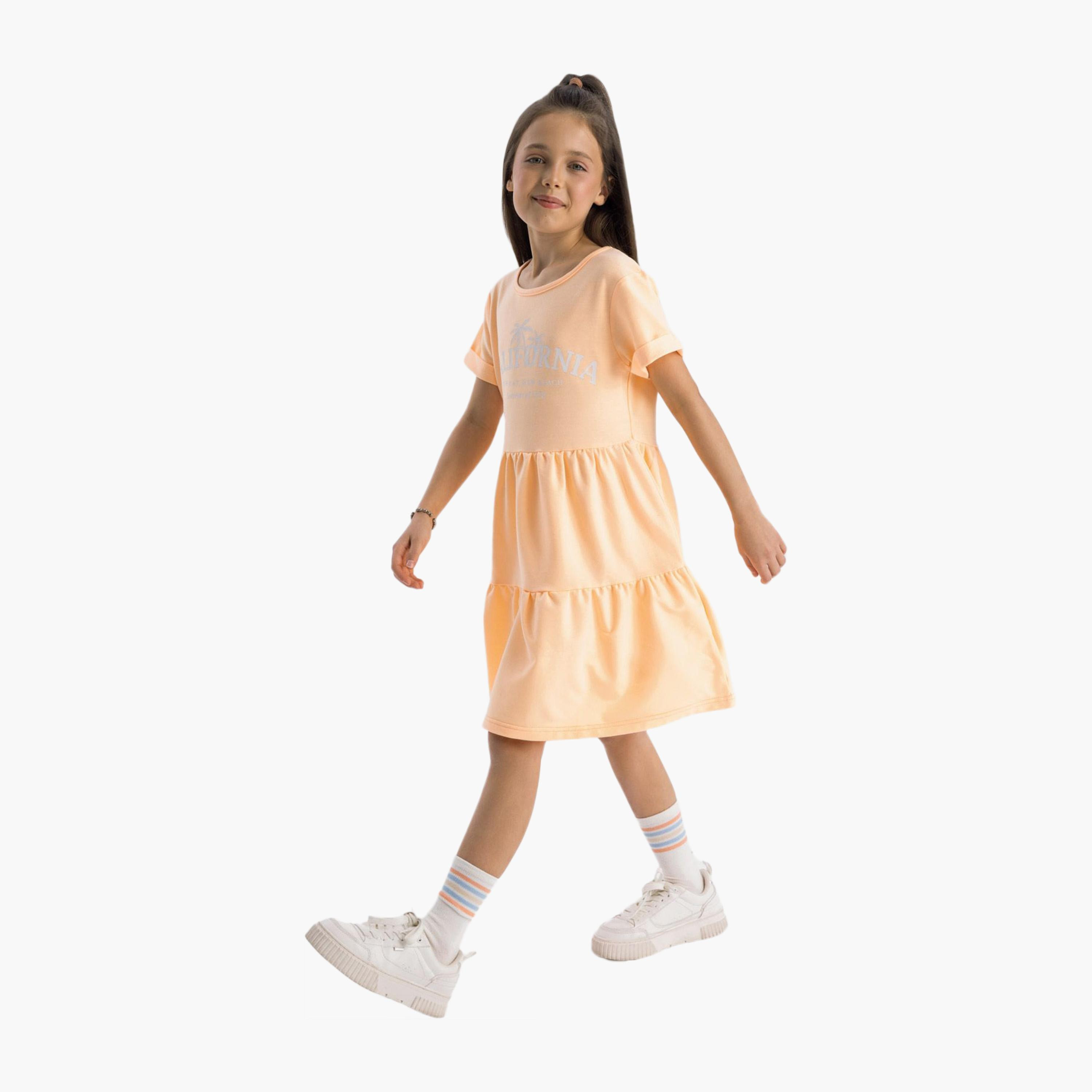 فستان من الصوف بأكمام قصيرة ومتعدد الطبقات من مينوتي-girls-clothing-dressesandjumpsuits-image-2